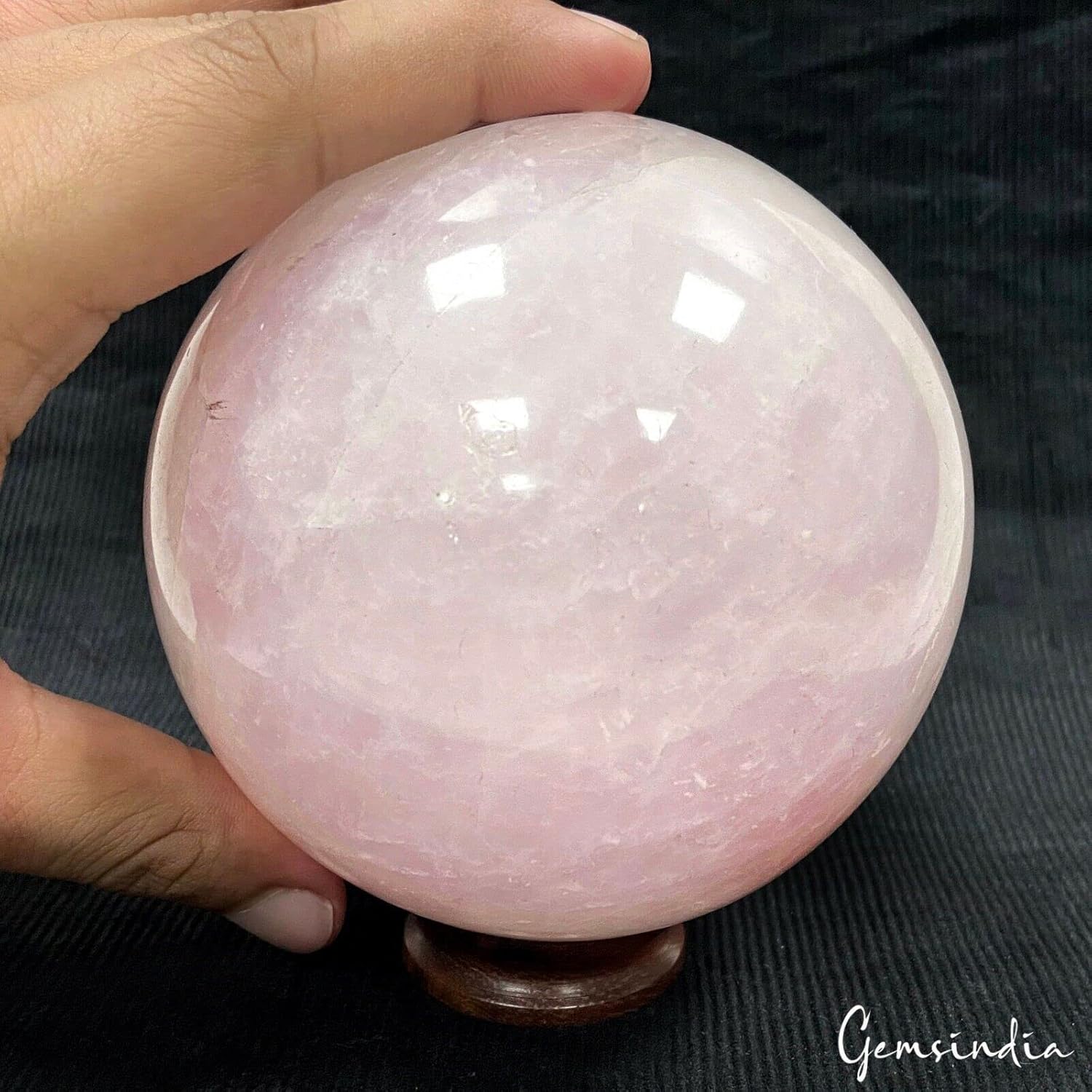 1,28 Kilo Natural Rose Quartz Crystal Healing Mineral Gem Sphere with Holder