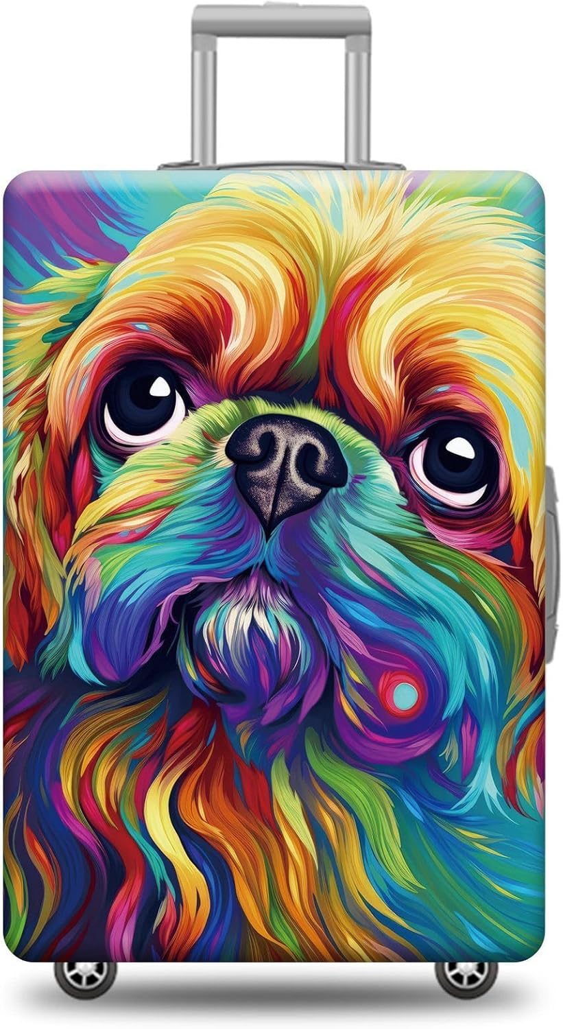 Personalized Dog Luggage Cover Pekingese Dog Suitcase Cover Funny Animal Travel Luggage Covers Washable Elastic Suitcase Baggage Protector For Pet Lovers Style 2