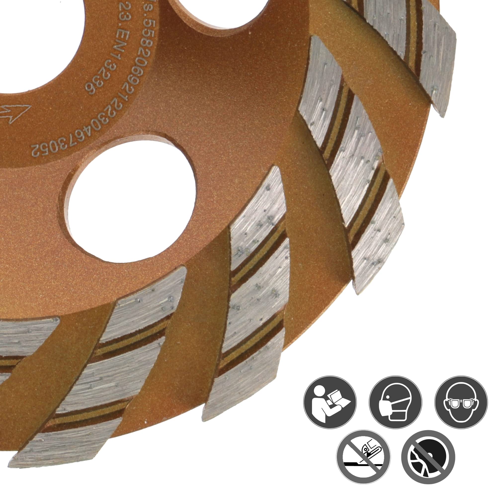 PRODIAMANT Premium Diamant-Schleiftopf 125 mm x 22,2 mm Diamantschleifteller TurboSpeed+ für Beton, Mauerwerk, Stein