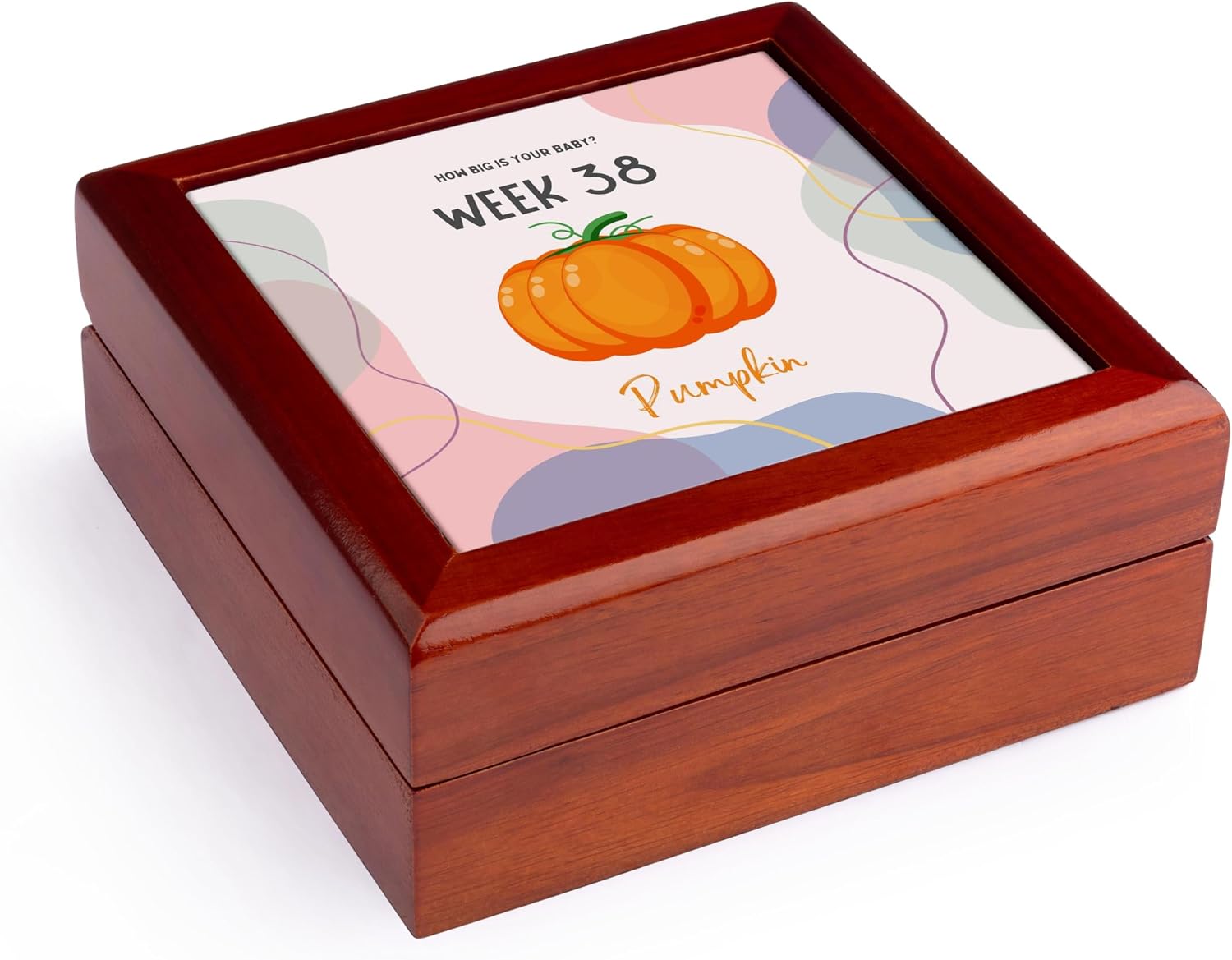 3dRose Pumpkin How Big is Your Baby Jewelry Box 7 x 7 inch with 4 inch tile