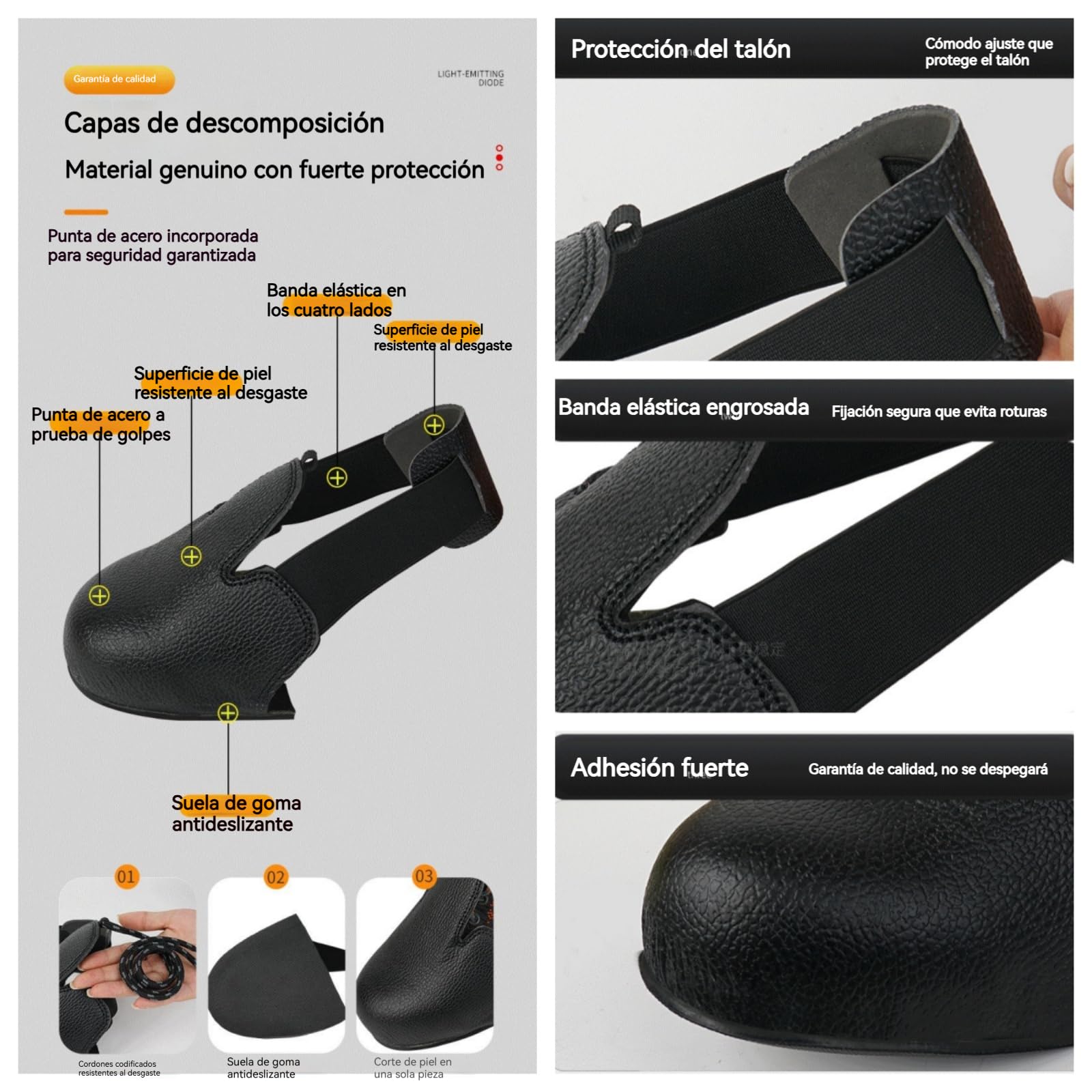 Genérico Cubrezapatos con Puntera de Acero, Cubrezapatos de Seguridad, Seguro Laboral, Antideslizante, Protectores de Zapatos, Accesorios para Calzado Masculino y Femenino