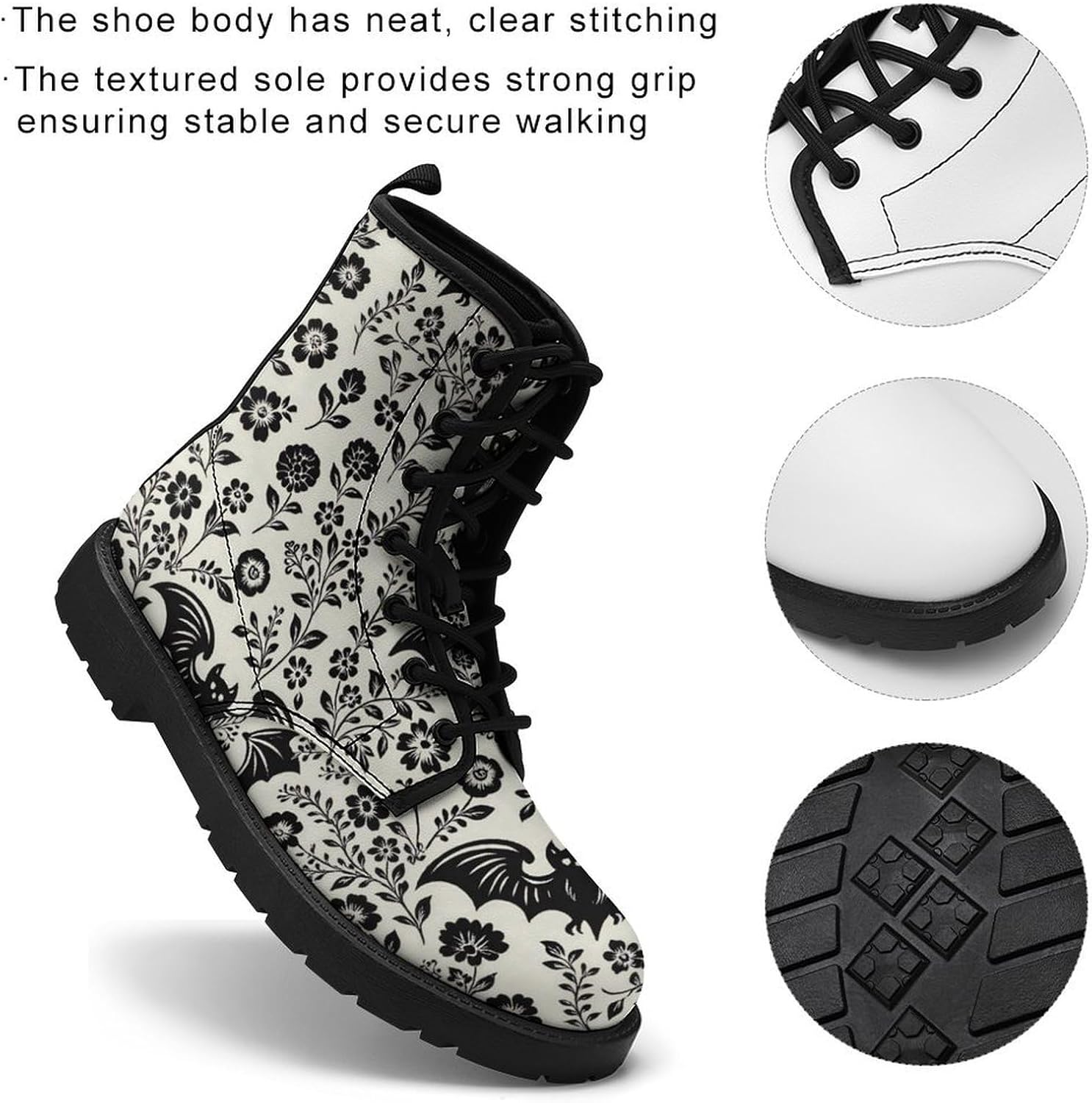 Combat Boots, Fashion Ankle Booties for Women Men, Novelty Causal 7-Eye Lace-up Combat Boots