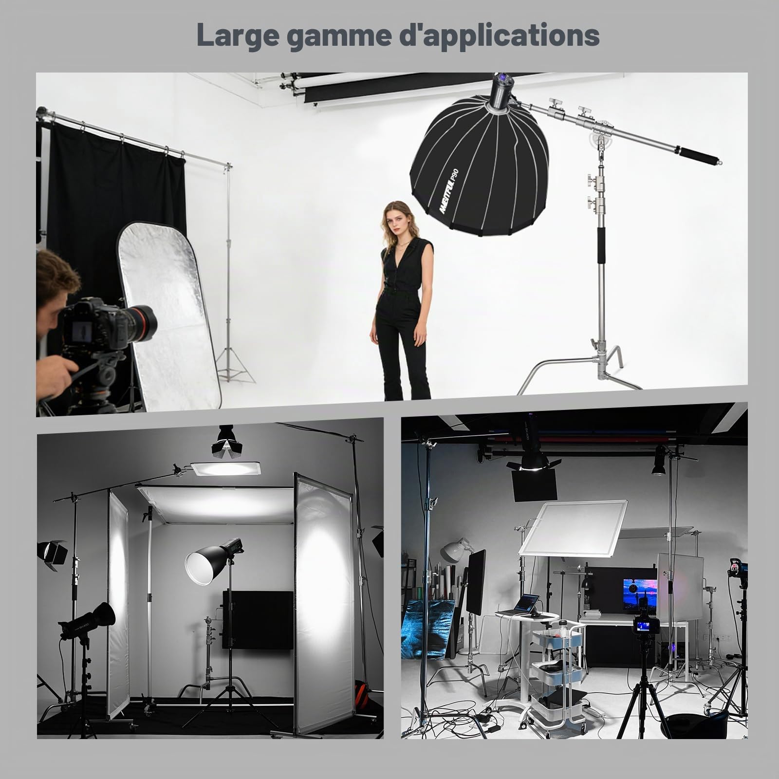 AMBITFUL MF-01 Bras croisé en acier inoxydable lourd 232 cm pour studio photo Bras de perche 94 cm – 232 cm 37-91 pouces