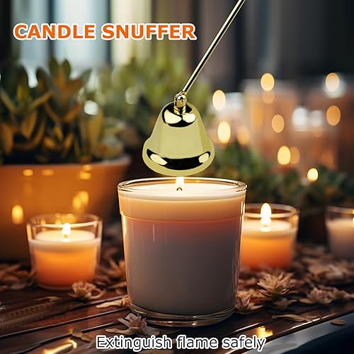 Miniatura 2 de JIUOQUO Juego de accesorios de velas 3 en 1, extintor de velas, recortador de mecha de velas, con bolsa de regalo, kits de cuidado de velas de acero