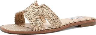 Steve Madden Womens Hadyn Flat Sandals - Comfortable Slip On Woven Slides for Casual Everyday Wear