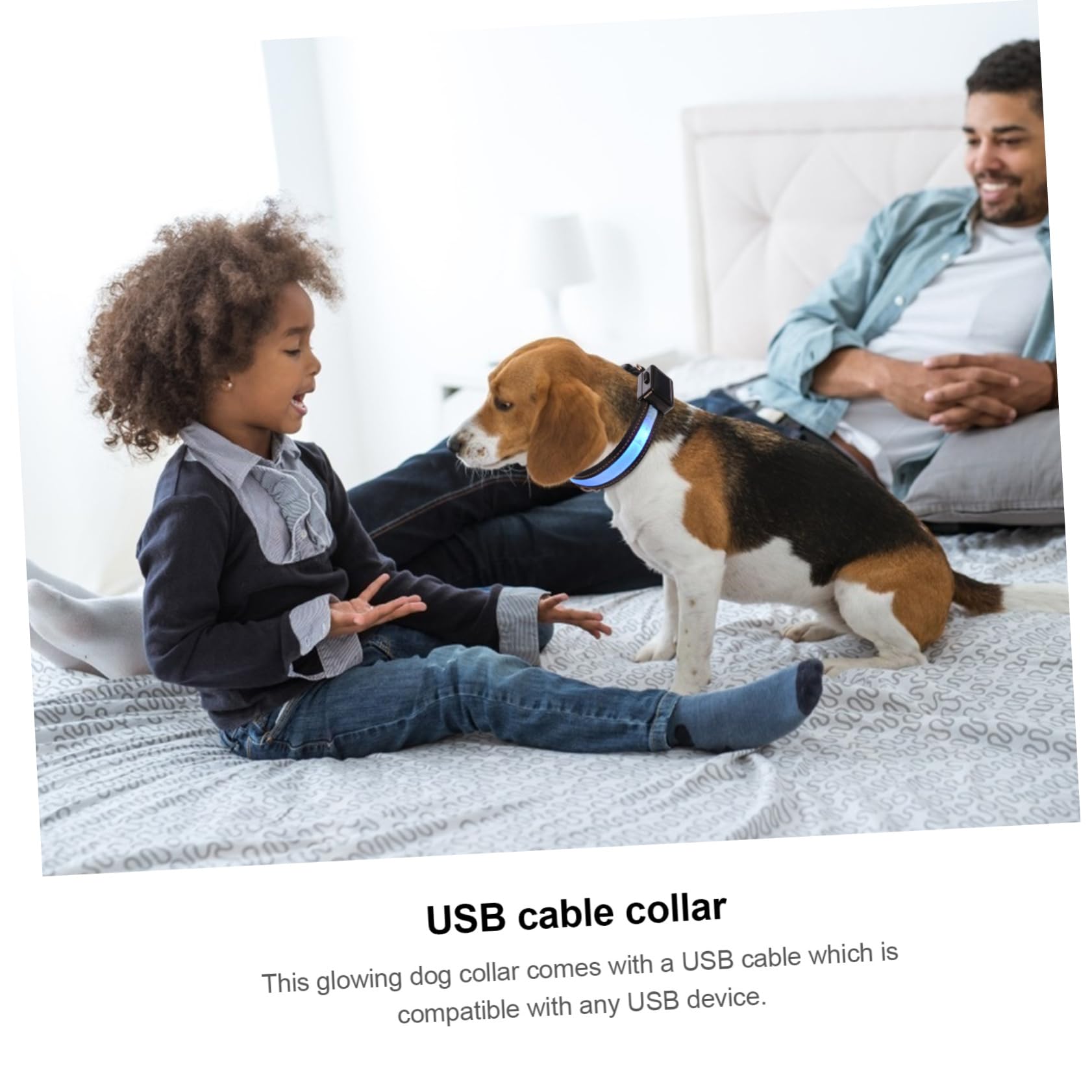 Beavorty 3juegos Collar Led para USB Recargable Acolchado y Seguro para Paseos para Camping y Actividades