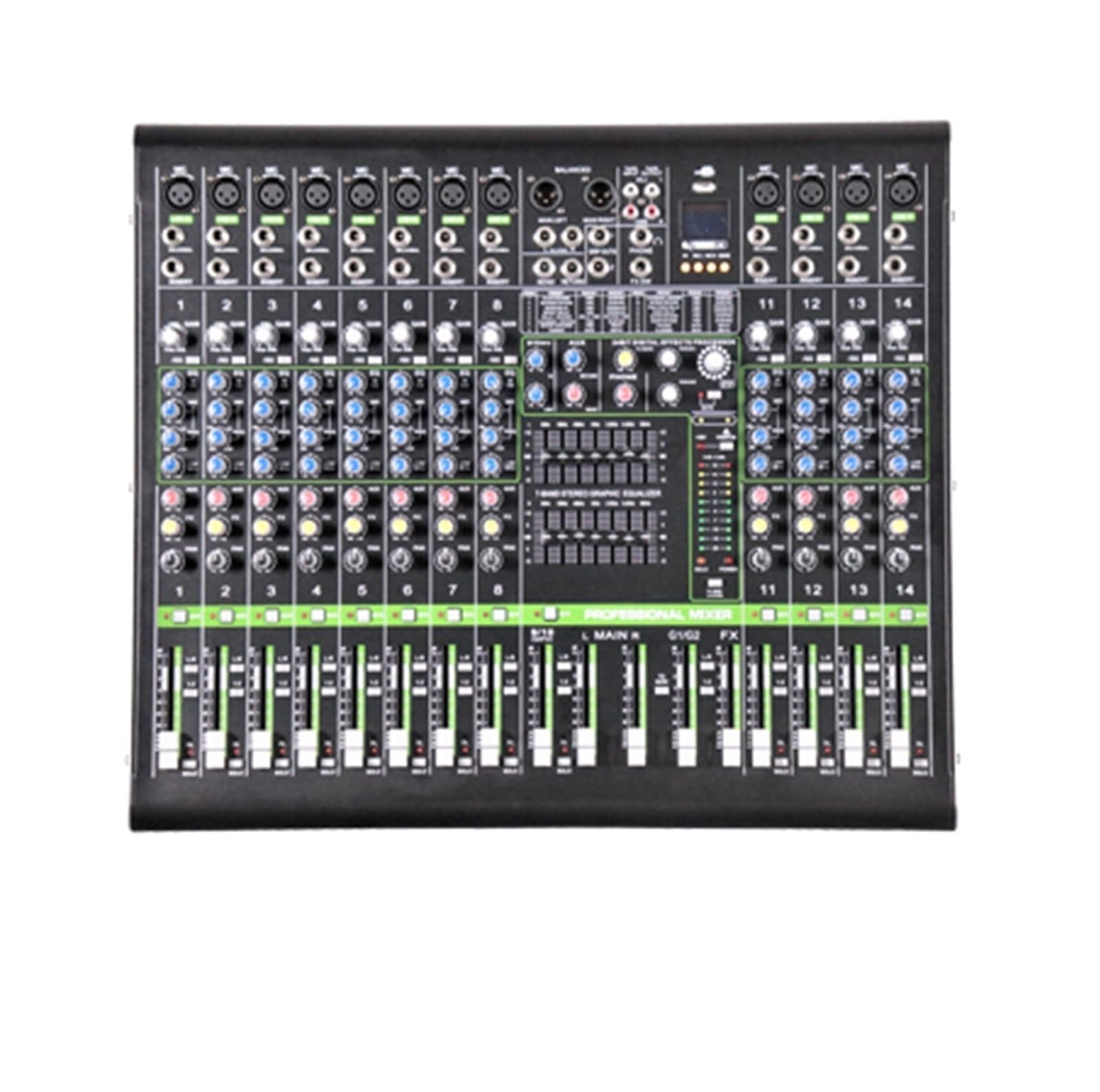 Mixer audio, Console DJ Mixer USB con equalizzazione a 7 stadi e 12/8 canali, 16 DSP for la registrazione di performance in conferenza(12 Channel Mixer)
