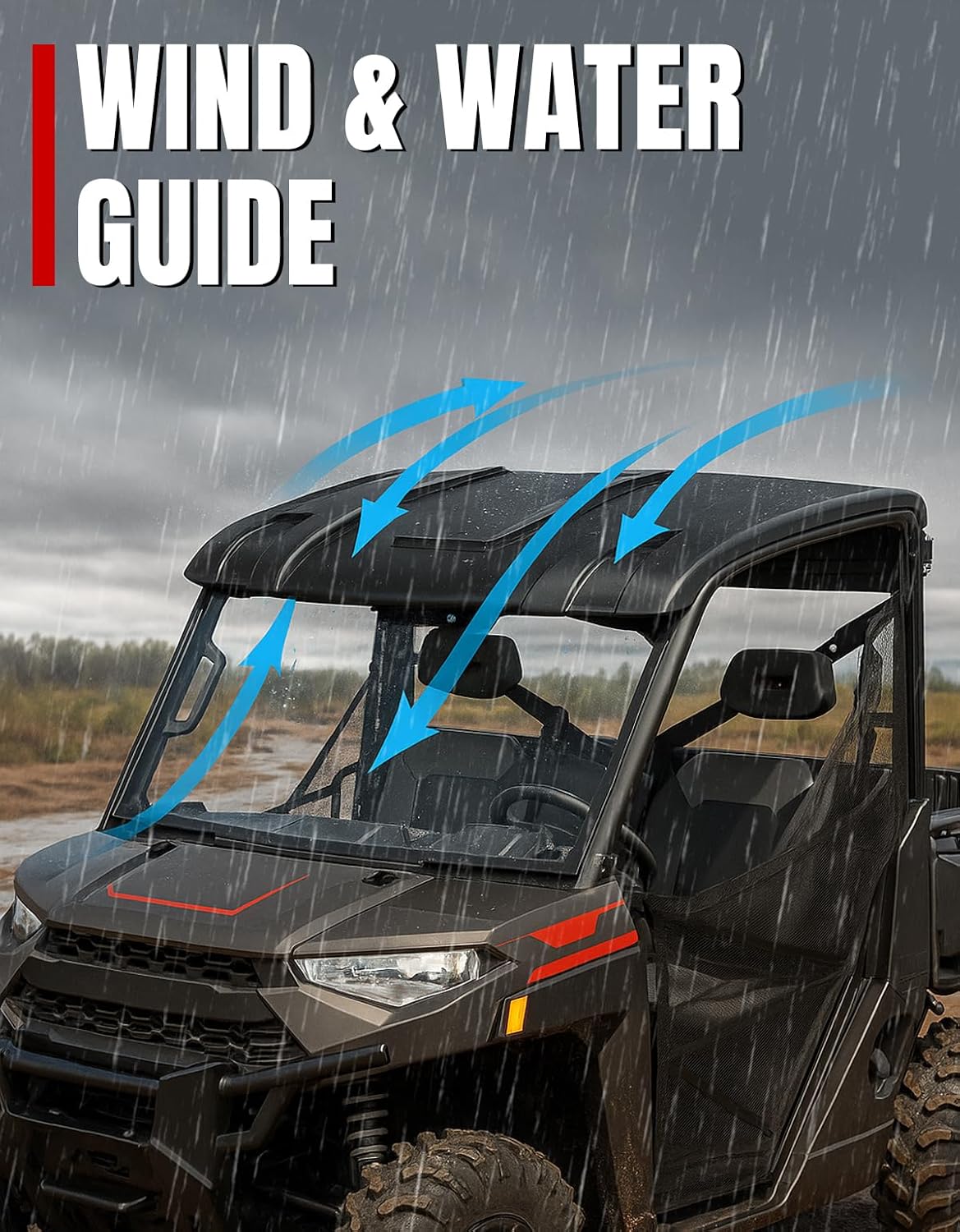 A & UTV PRO 3-Seat Sport Roof for 2017-2024 Polaris Ranger 1000 XP, 2-Piece Lock and Ride Plastic Hard Roof Top for 2013-2019 Ranger XP 900, 2020-2024 Polaris Ranger 1000, Replace OEM # 2882911