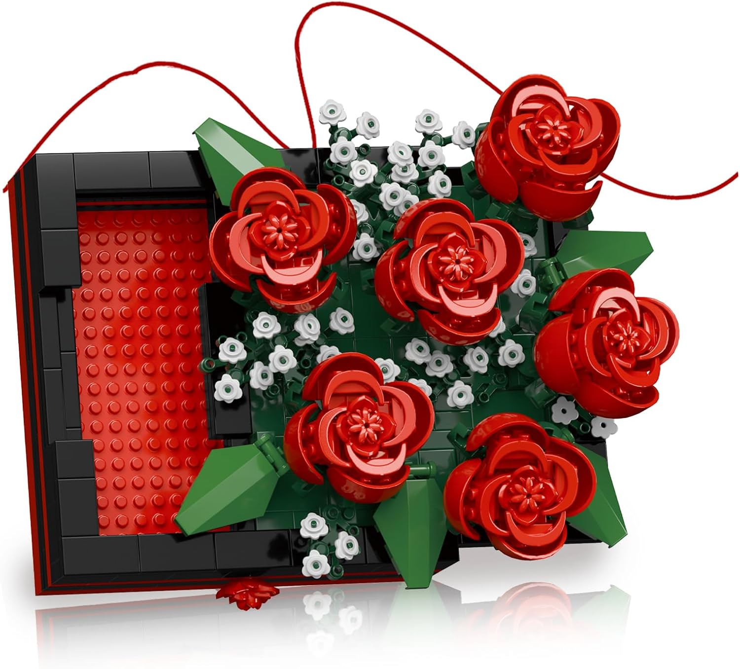 Flower Building Blocks Jewelry Box Can be Pushed and Pulled to Open Flower Centerpiece Building Blocks,Proposal Ring Box,Valentine's Day Gift Ideas Toys, Gifts,Romantic Whisper(Rose 687Pcs)