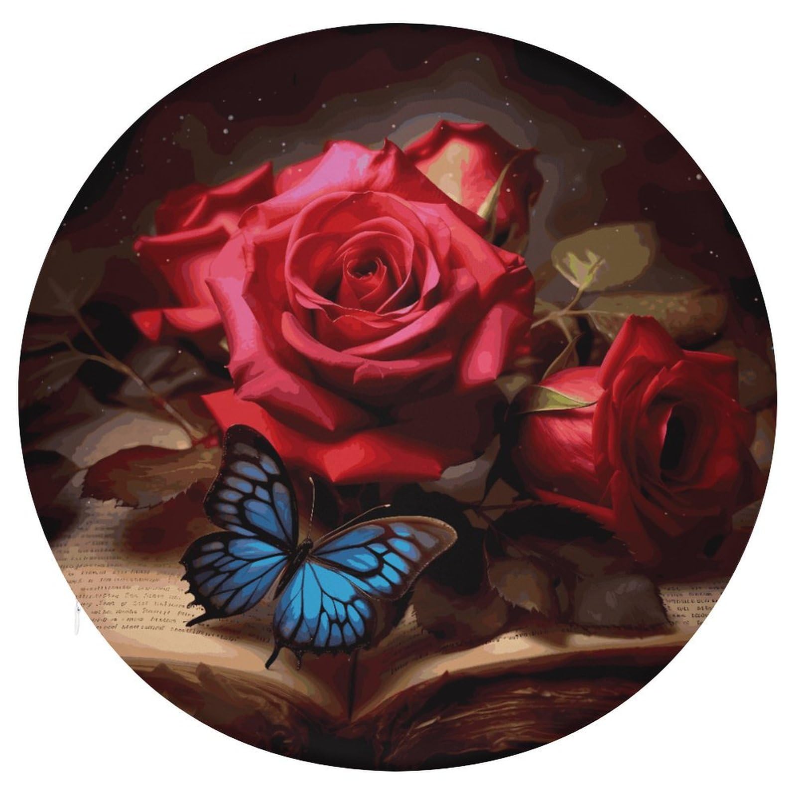 Housse de siège de chaise ronde lavable à motif floral et roses