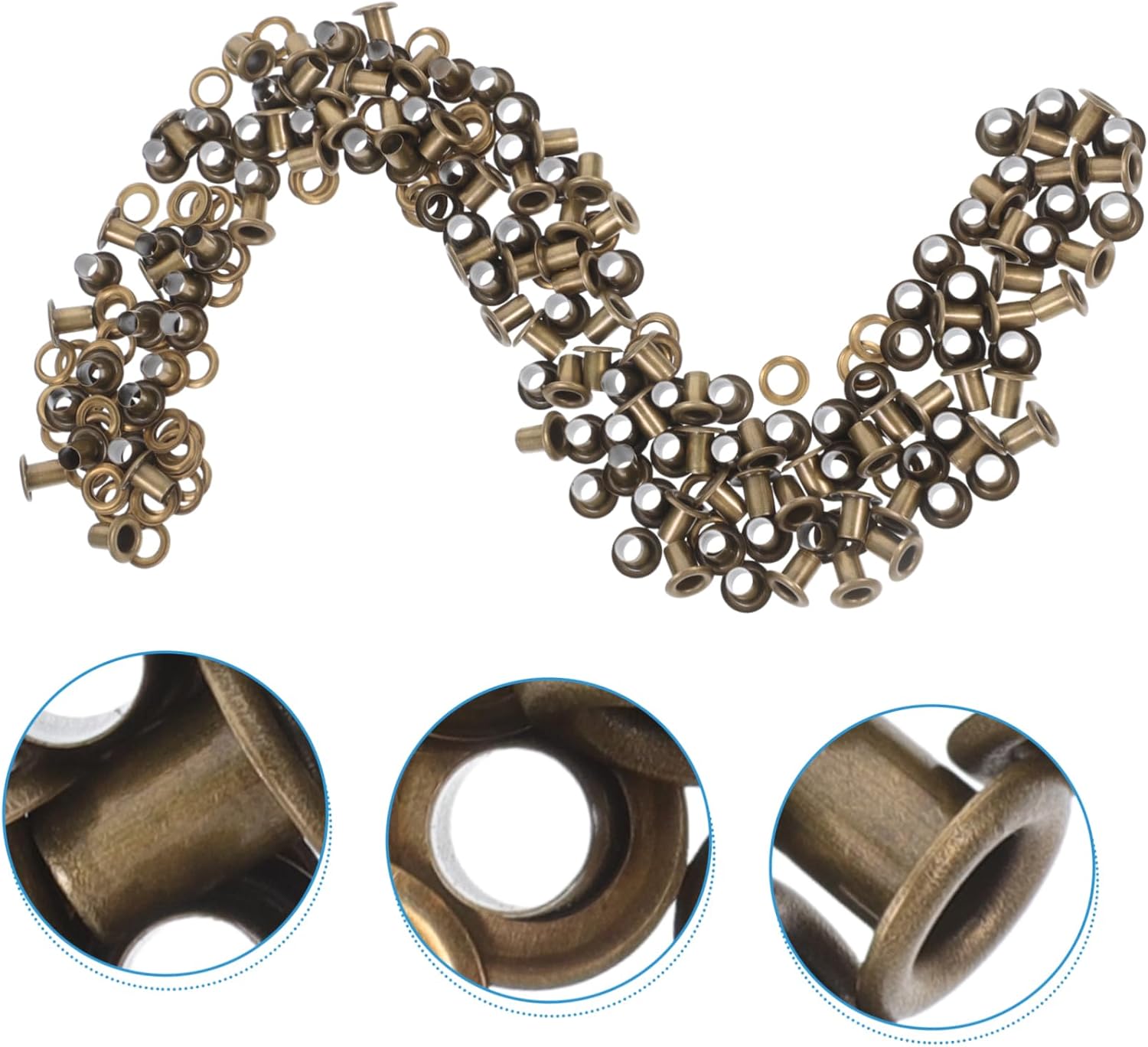 DOITOOL 100sets Metal Eyelets Grommets Kit for DIY Crafts Clothing Bags and Leather Projects Antique Finish Durable Hollow Rivets for Fashion Accessories