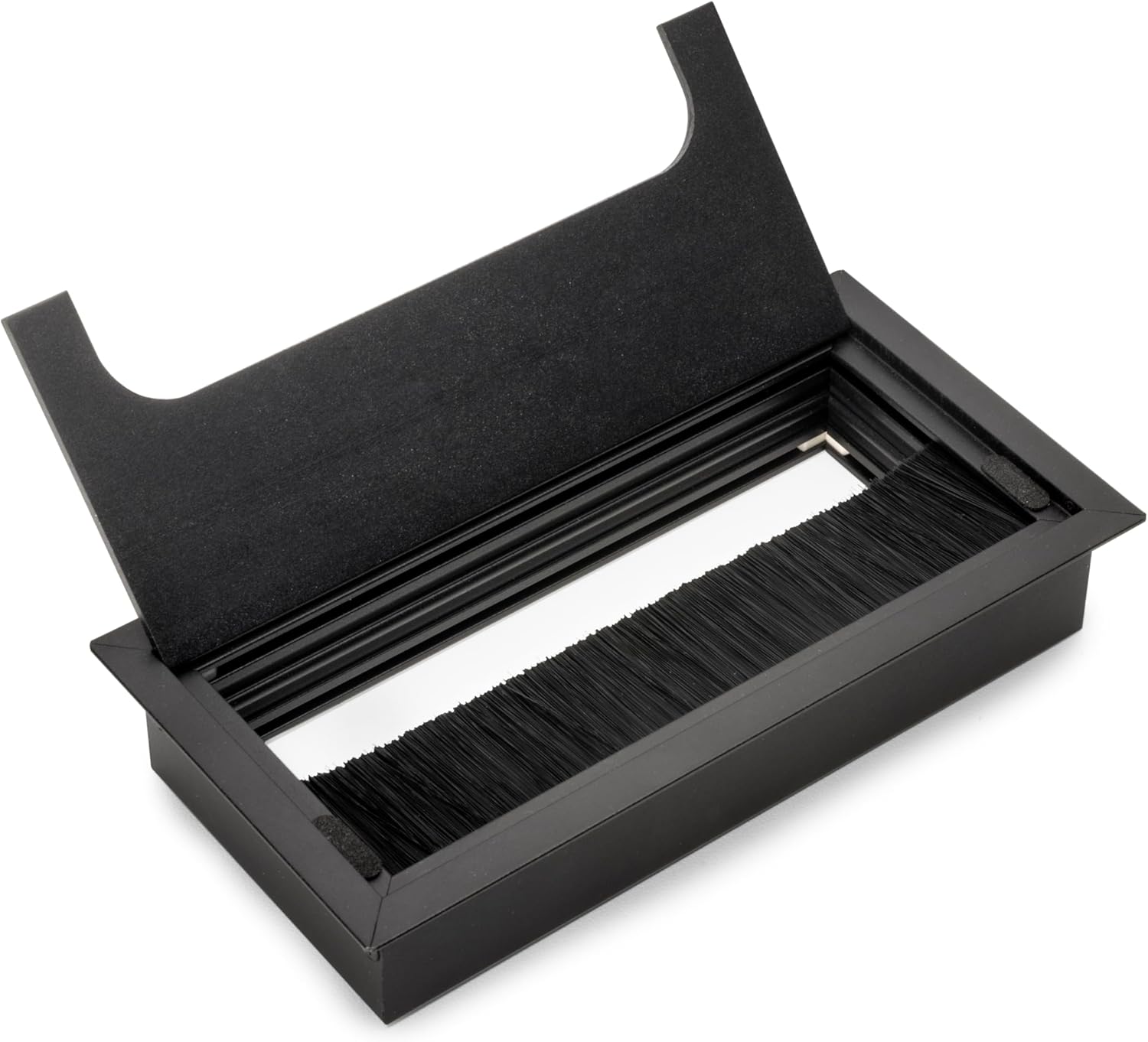 Emuca - Set of 5 Quadrum Table Grommets, Rectangular, 159 x 80 mm, Recessed, Aluminium, Black Painted