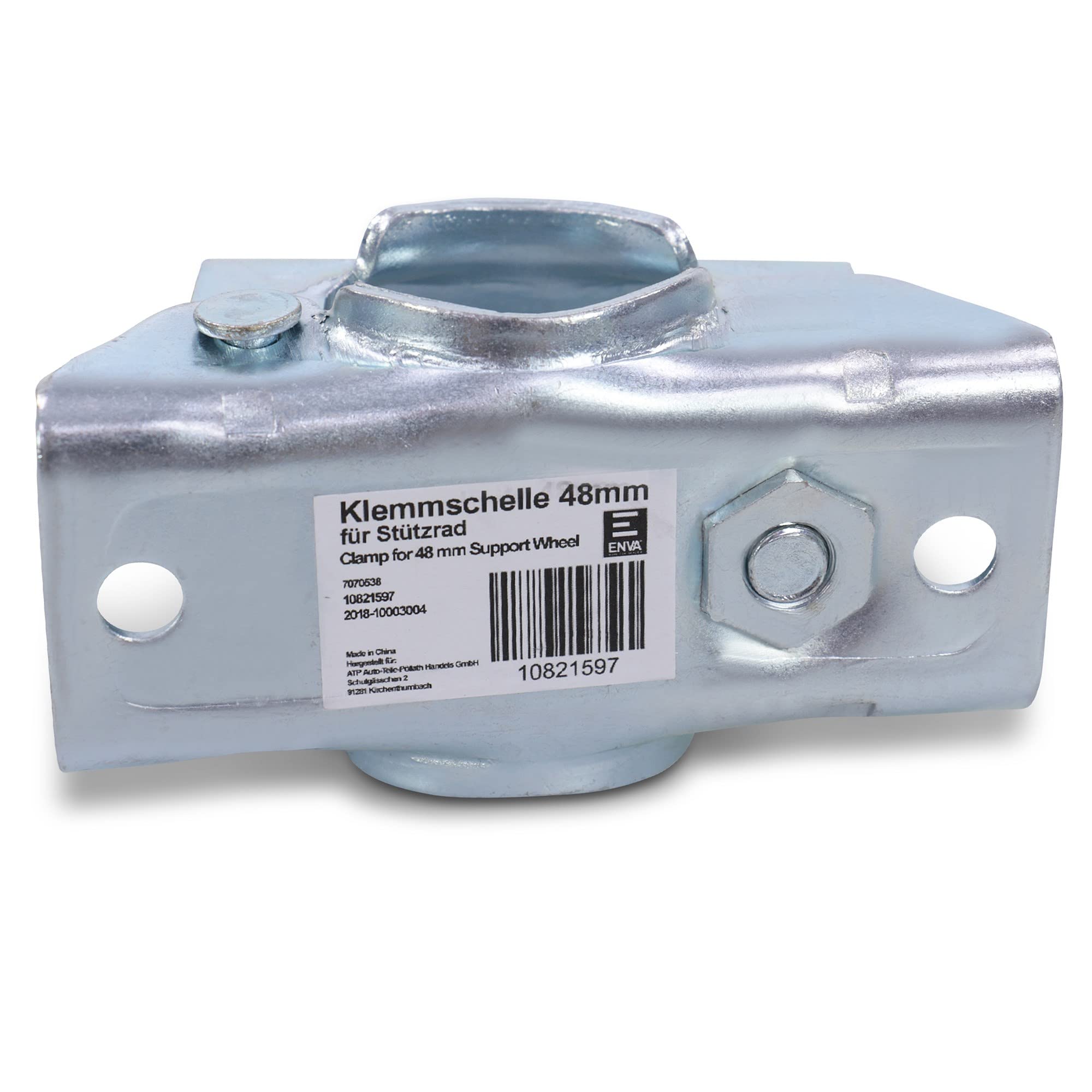 Staffa di Fissaggio ENVA 48 MM Ruota di Supporto per RIMORCHIO Camper incl. Materiale di Fissaggio