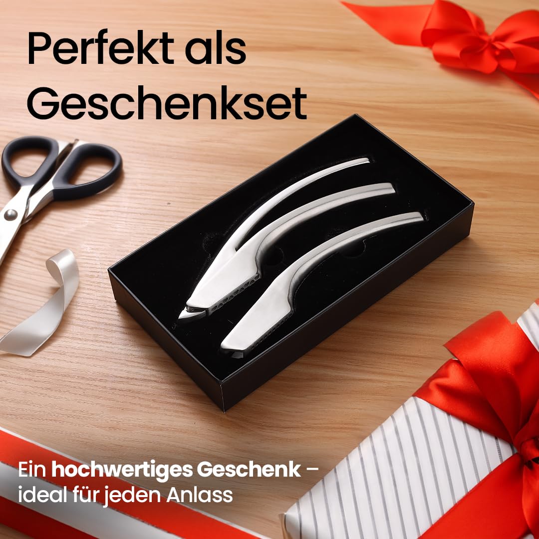 Gourmet Easy Knoblauchpresse, 2 Aufsätze, ohne Schälen, lebenslanger Ersatz | Robuste Knoblauchpresse Edelstahl mit 2 Aufsätzen für feines & grobes Hack, ergonomischer Griff, spülmaschinenfest