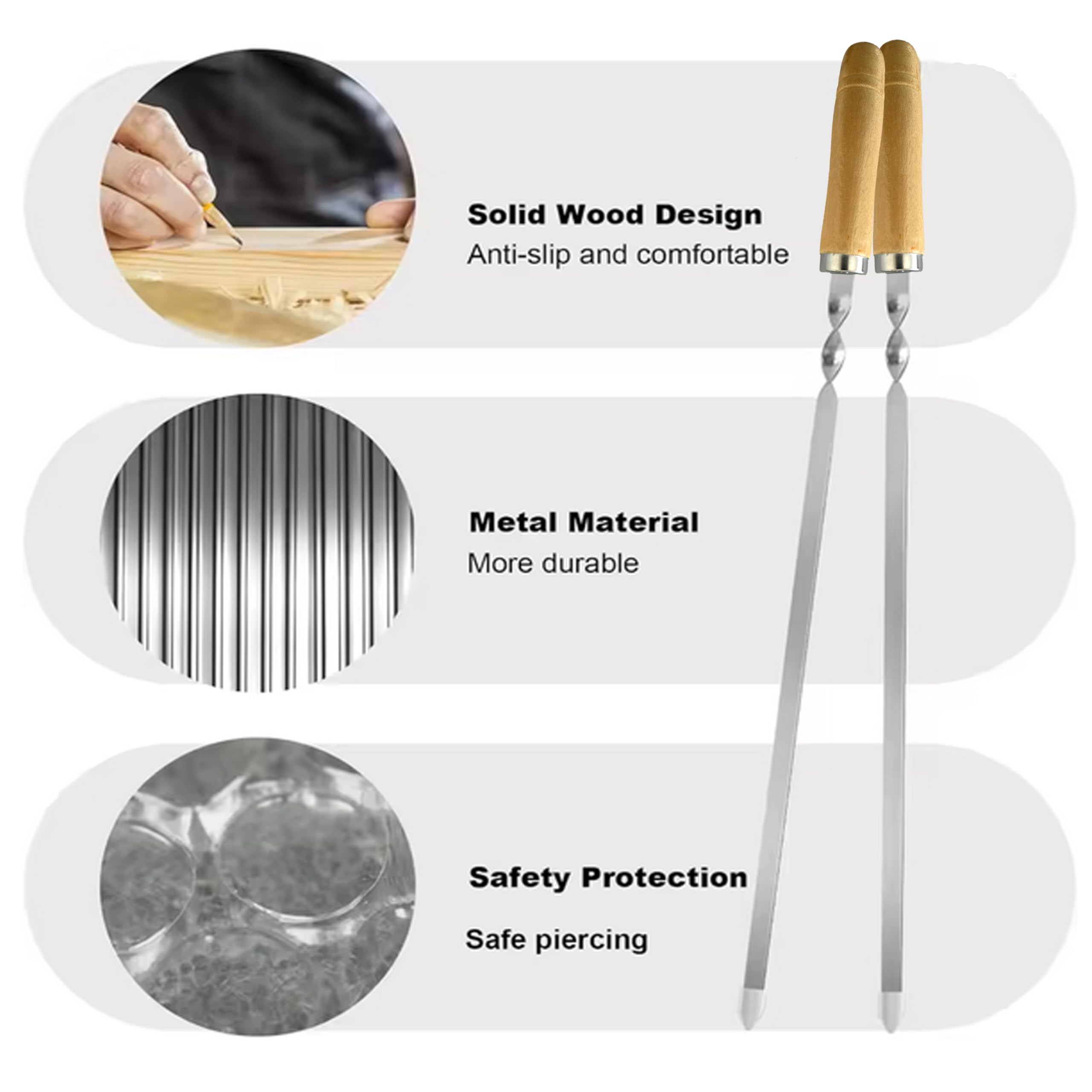 Set di 7 spiedi premium in acciaio inox per barbecue - Spiedi piatti da 2 mm, lunghi 55 cm e larghi 10 mm, resistenti alla ruggine e riutilizzabili, ideali per carne, verdura e kebab - Perfetto per