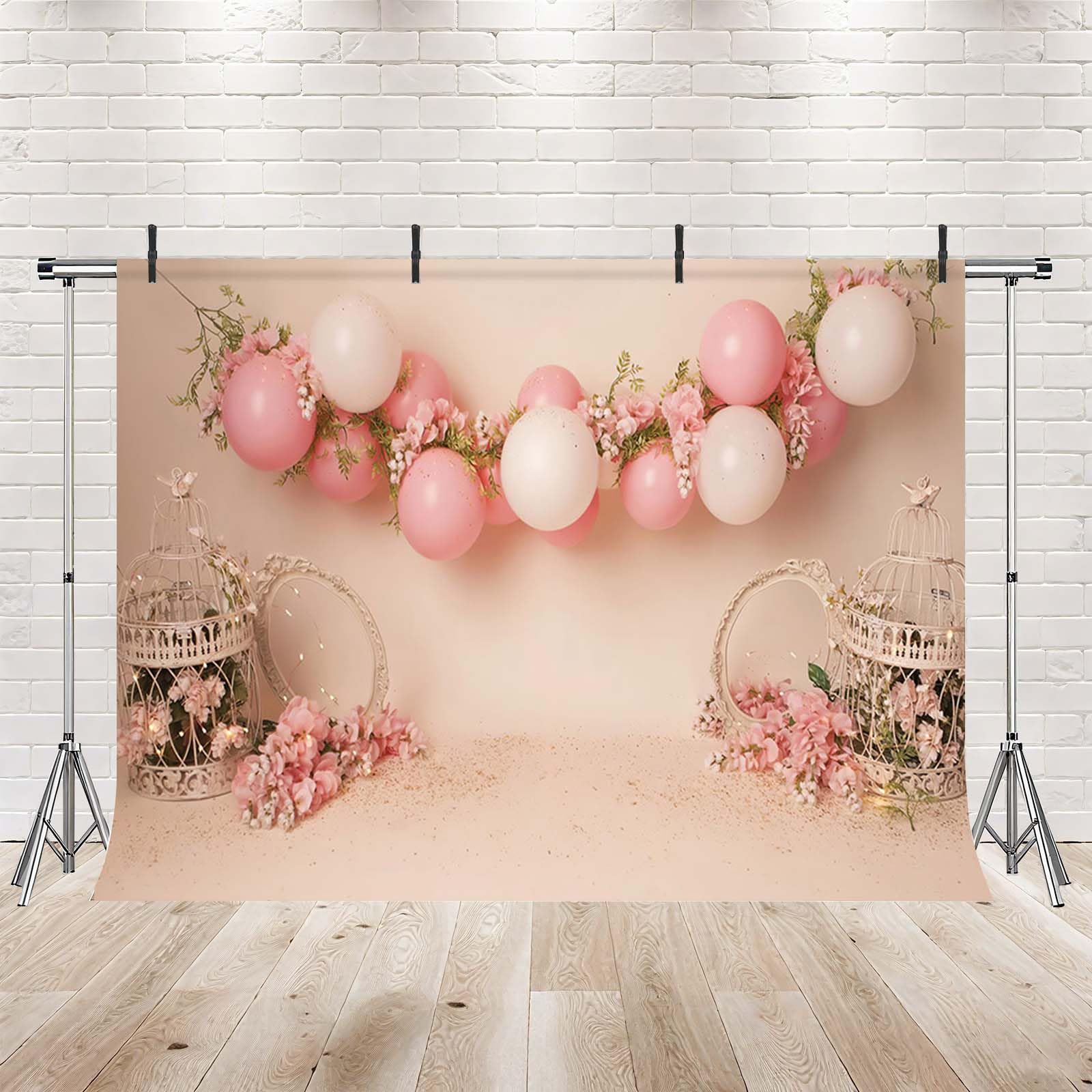 Baby-Party Fotohintergrund „It's A Girl“ – 2,1x1,5 M, Rosa Mit Blumen & Luftballons Für Mädchenfeiern