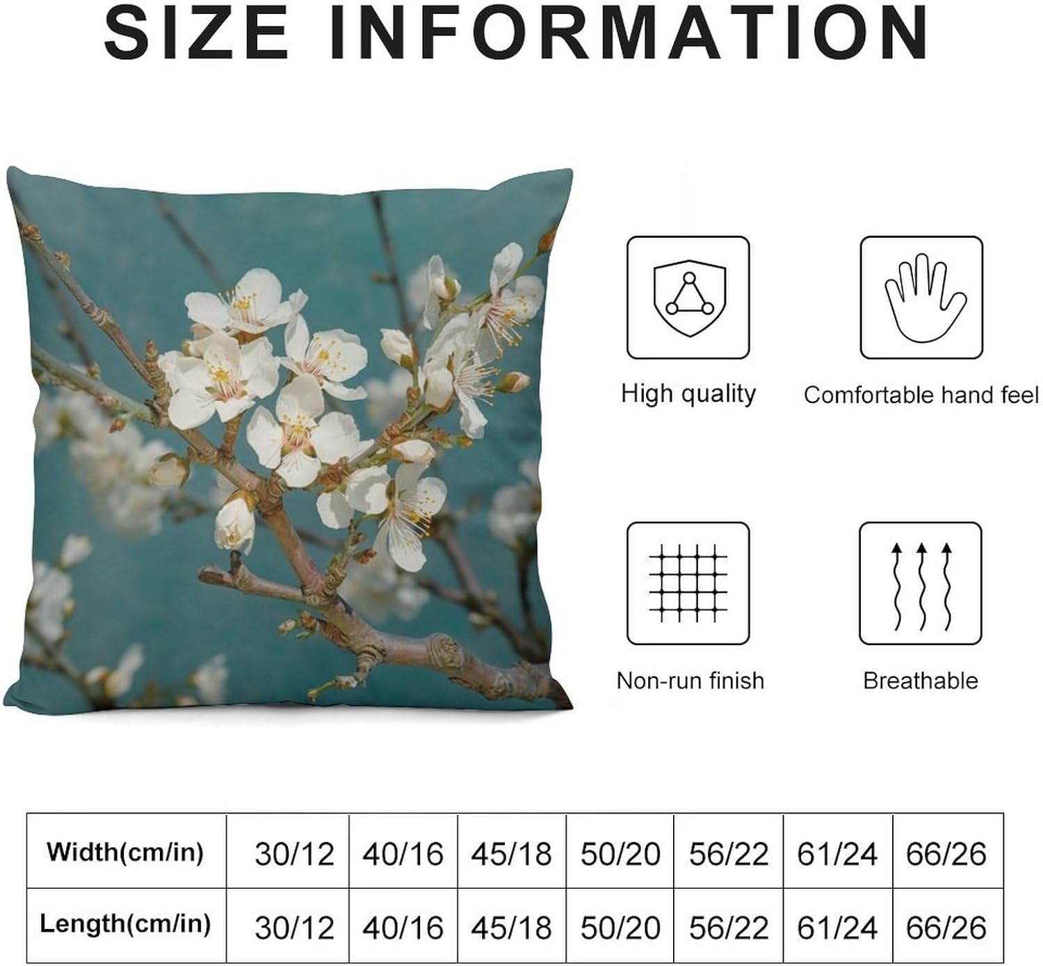 Zippered Pillow Cover, Pillow Protector, Pale White Flowers Printed Pillow Cover of 4, Pillow Not Included