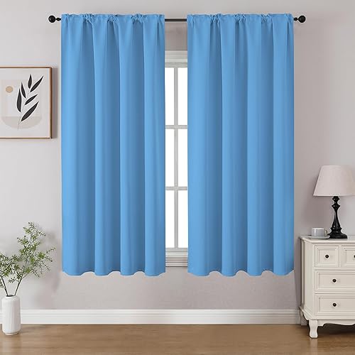 Miniatura 97 de CUCRAF - Juego de 2 paneles de cortinas opacas negras de 63 pulgadas, cortinas con bolsillo para varilla para oscurecer la habitación para