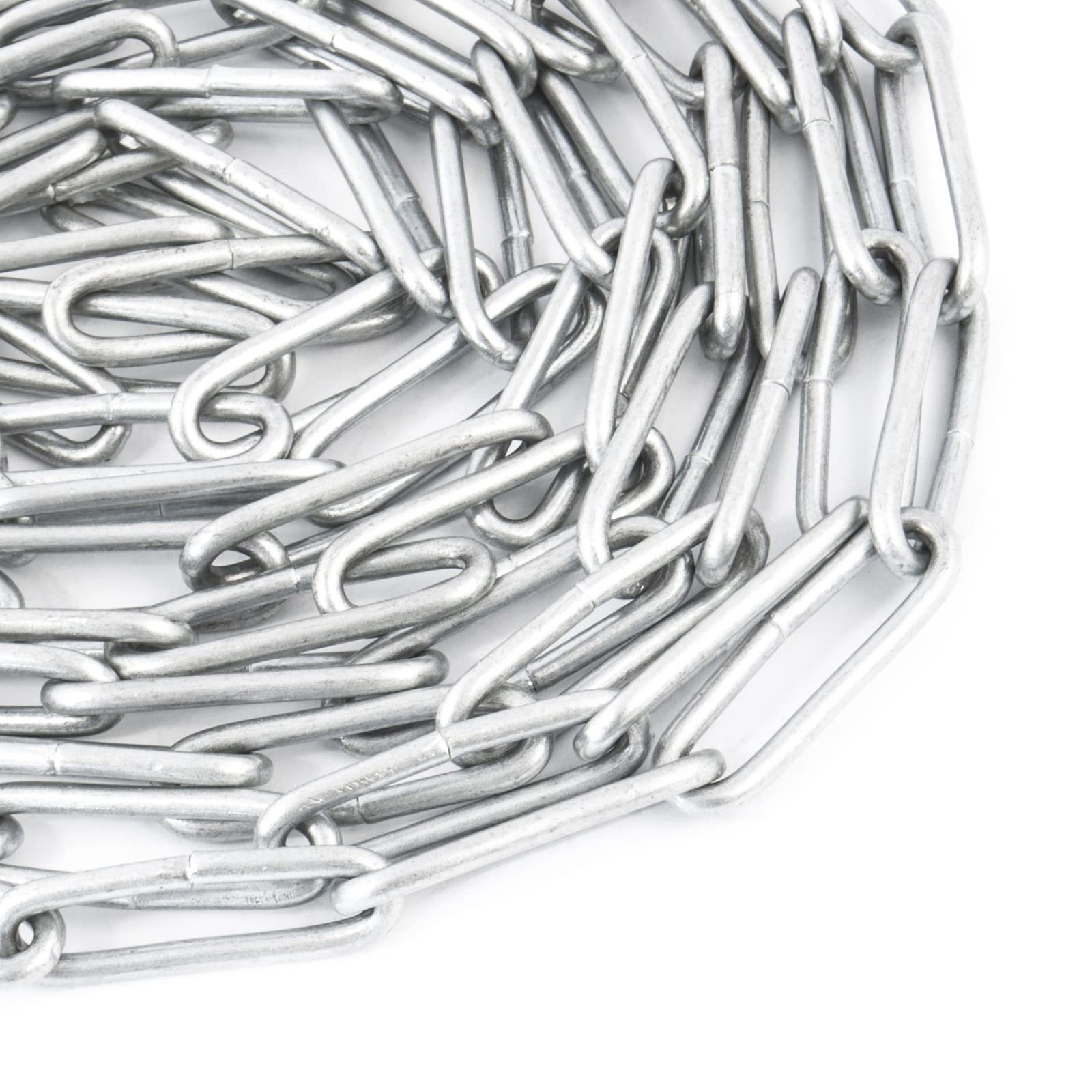 DQ PP Cadena de acero C15 | DIN 5685 | 4 mm | galvanizada | 1 m | eslabón largo | cadena de eslabones | por metros | cadena | cadena de barreras | metal | cadena de acero redondo | cadena de metal |