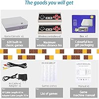 Vista 7 de Wireless Retro Game Console, 2026 New Classic Mini TV Gaming Console, Built-in 620 Video Games with 2 Wireless Controllers, AV Output 8-Bit Game