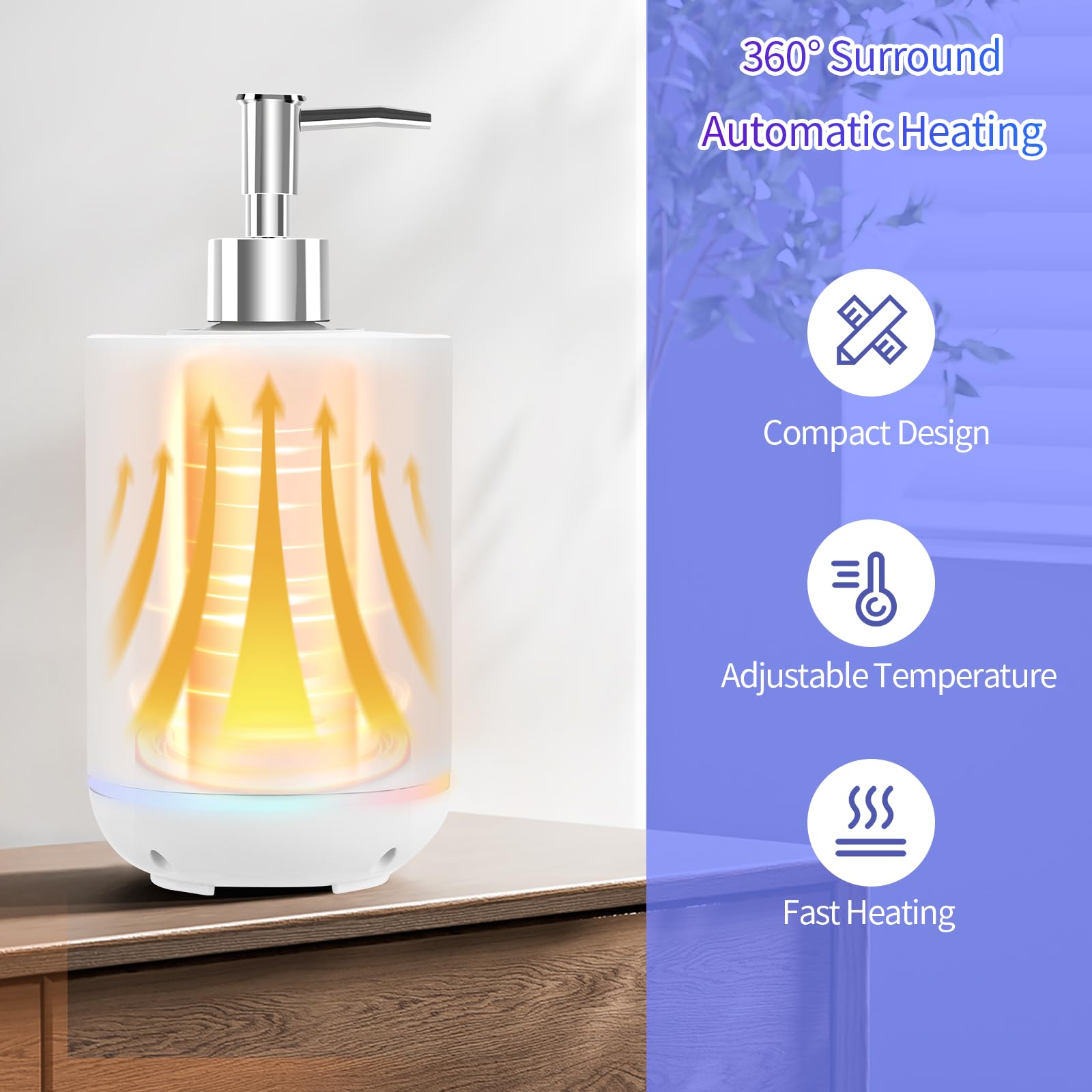 Calentador de aceite para masajes, iklestar calentador digital para botellas de aceite para masajes con luz ambiental, dispensador eléctrico portátil para lociones corporales calientes, blanco
