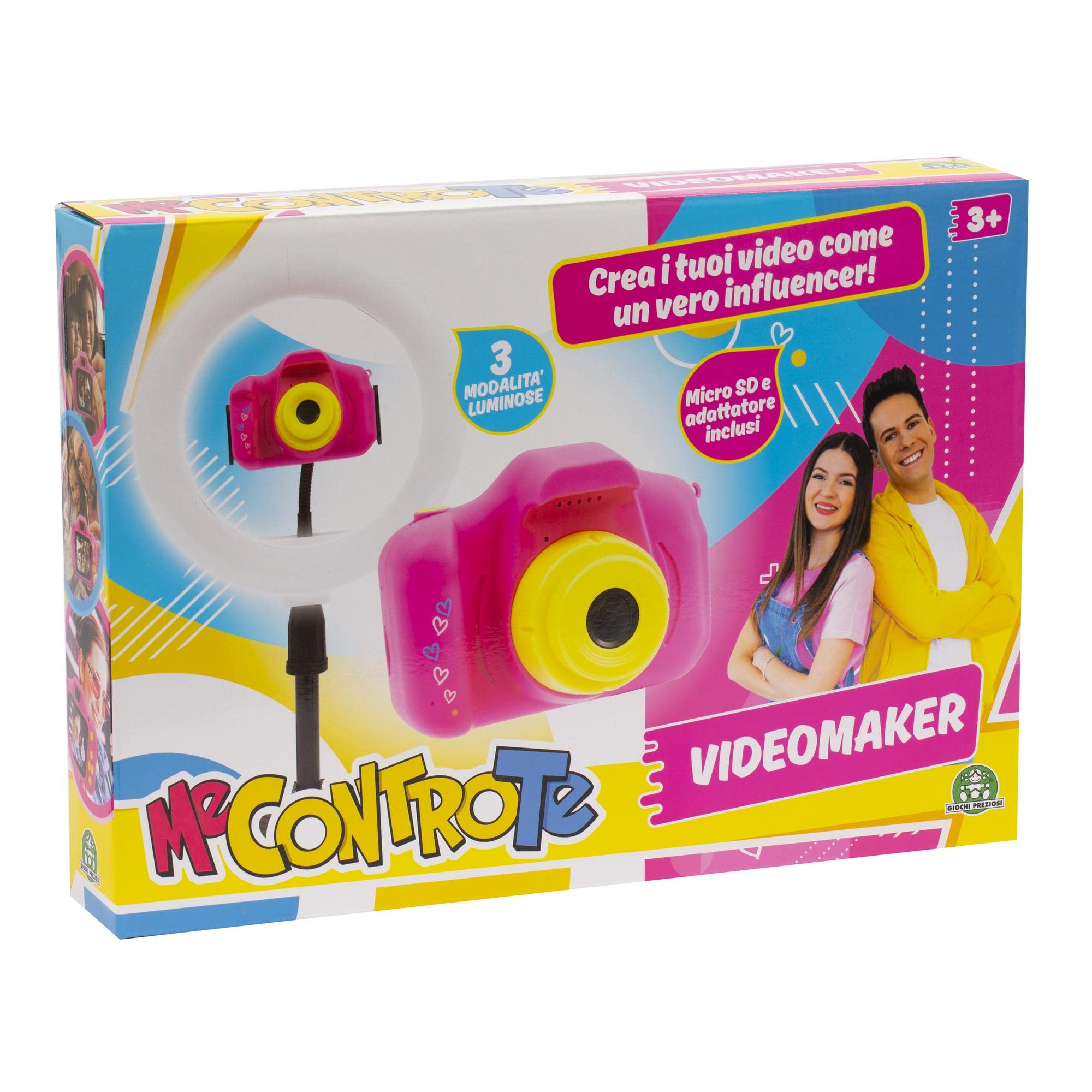 Giochi Preziosi Me Contro Te Studio Maker, Macchina Fotografica Digitale Bambini con Treppiedi Altezza Regolabile, Per Bambini 4-8 Anni, Schermo a Colori 2", 32G Card, Ricarica Rapida