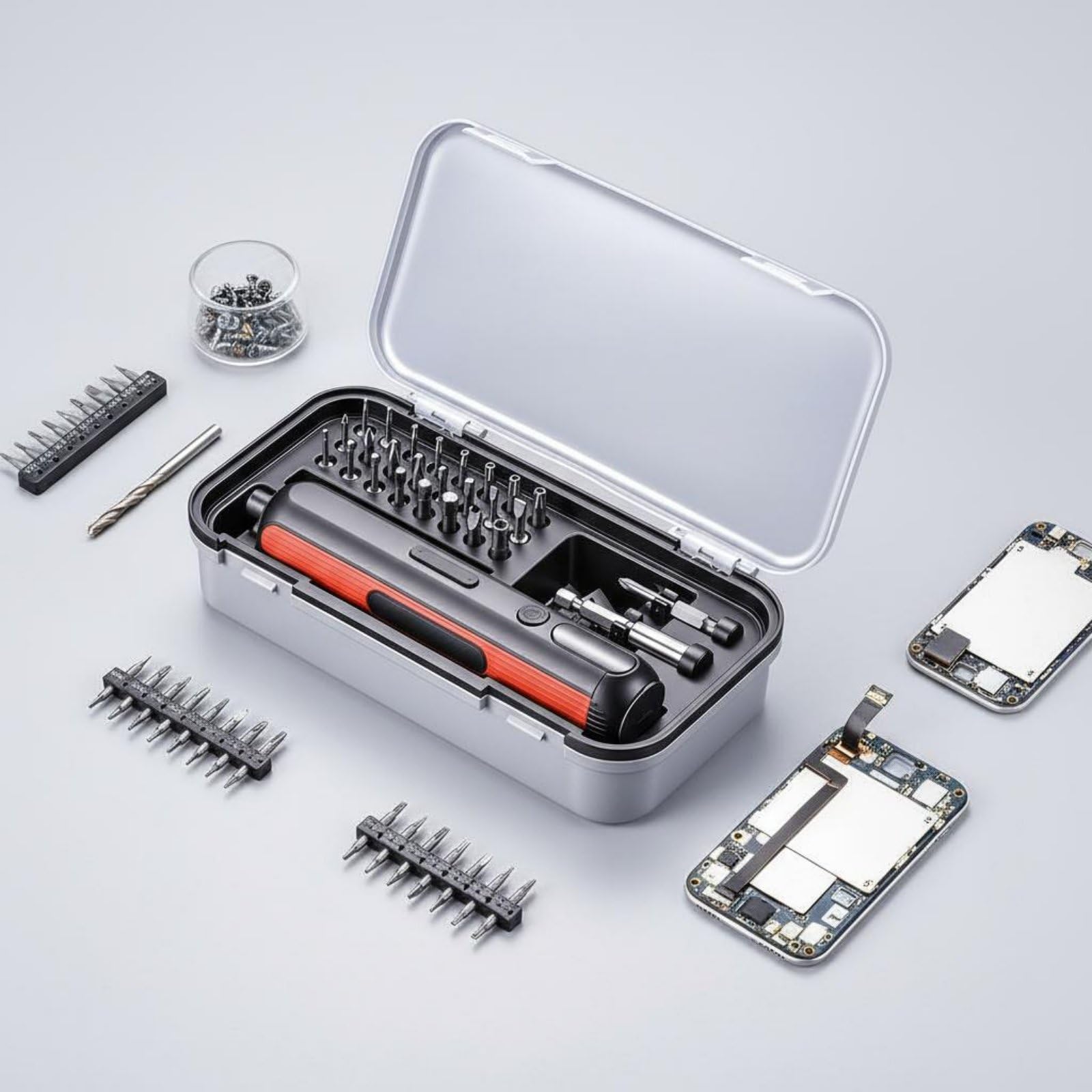 Baoblaze stornillador Eléctrico con Mango Antislizante y Función Manual Kit Puntas para Ensamblaje Muebles y Reparación Electrodomésticos con Iluminación Integrada Acuado para Teléfonos y Relojes