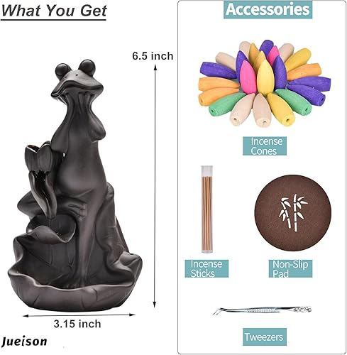 Miniatura 2 de Quemador de incienso de reflujo, quemador de incienso en cascada, elegante soporte de incienso con 20 conos de incienso + 30 varillas de incienso +