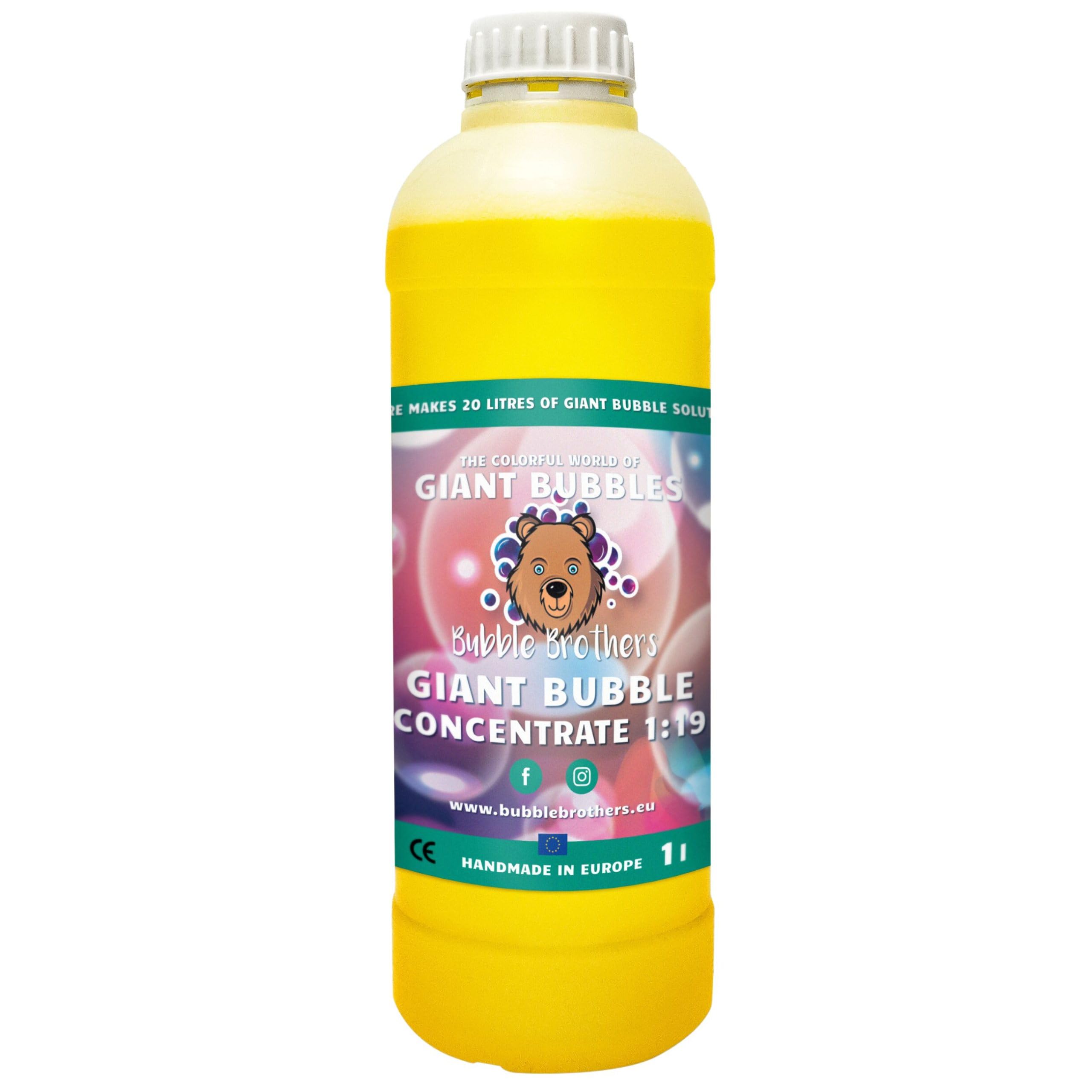 Bubble Brothers Bubble Solution 5L Giant Bubble Mixture Strong Bubble Concentrate 250ml for 5L Massive Bubbles Ideal for Giant Bubble Wands Premium Bubble Mix for Unforgettable Fun (Lemon 1000ml)
