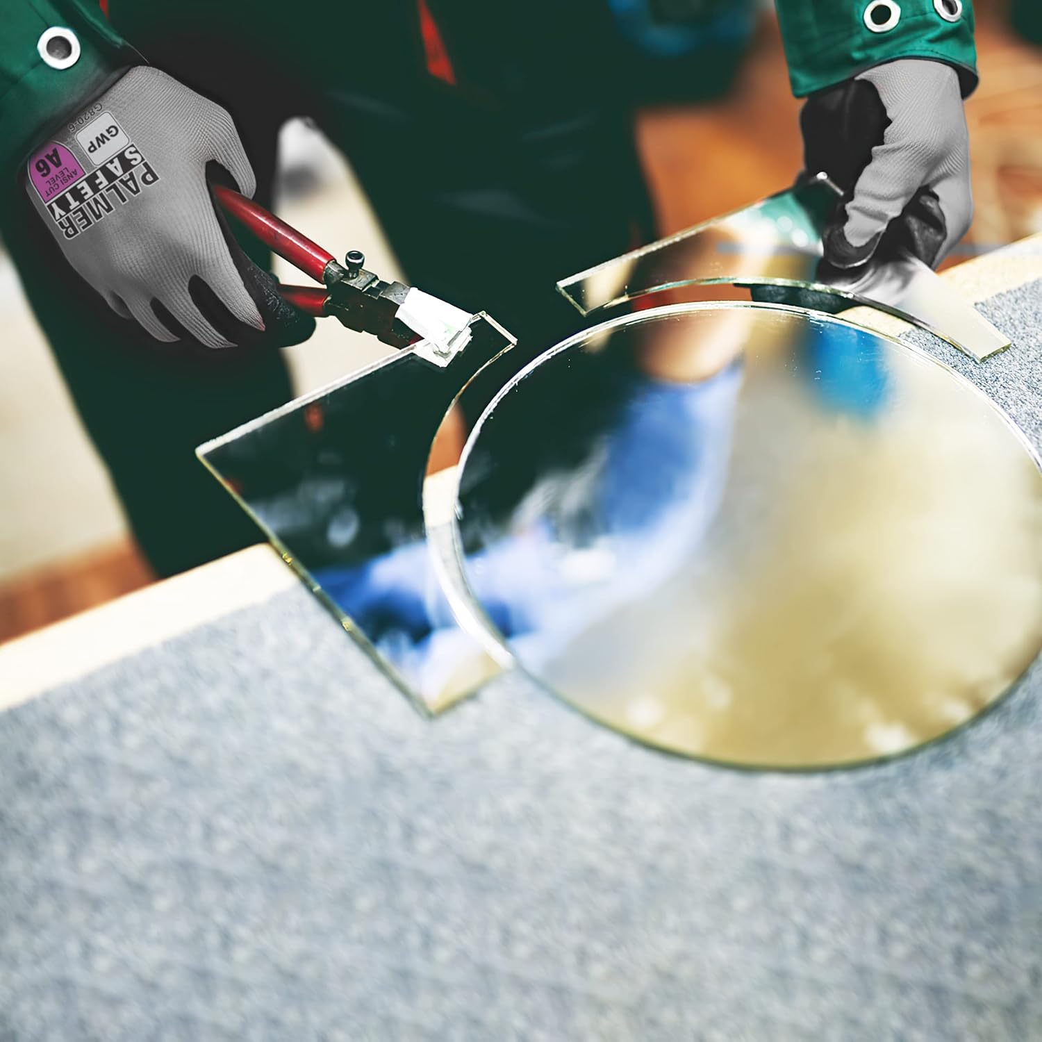 Palmer Safety Cut Resistance Work Gloves I ANSI A6 Cutting Gloves with Sandy Nitrile Coated I Touch-Screen & Superior Grip