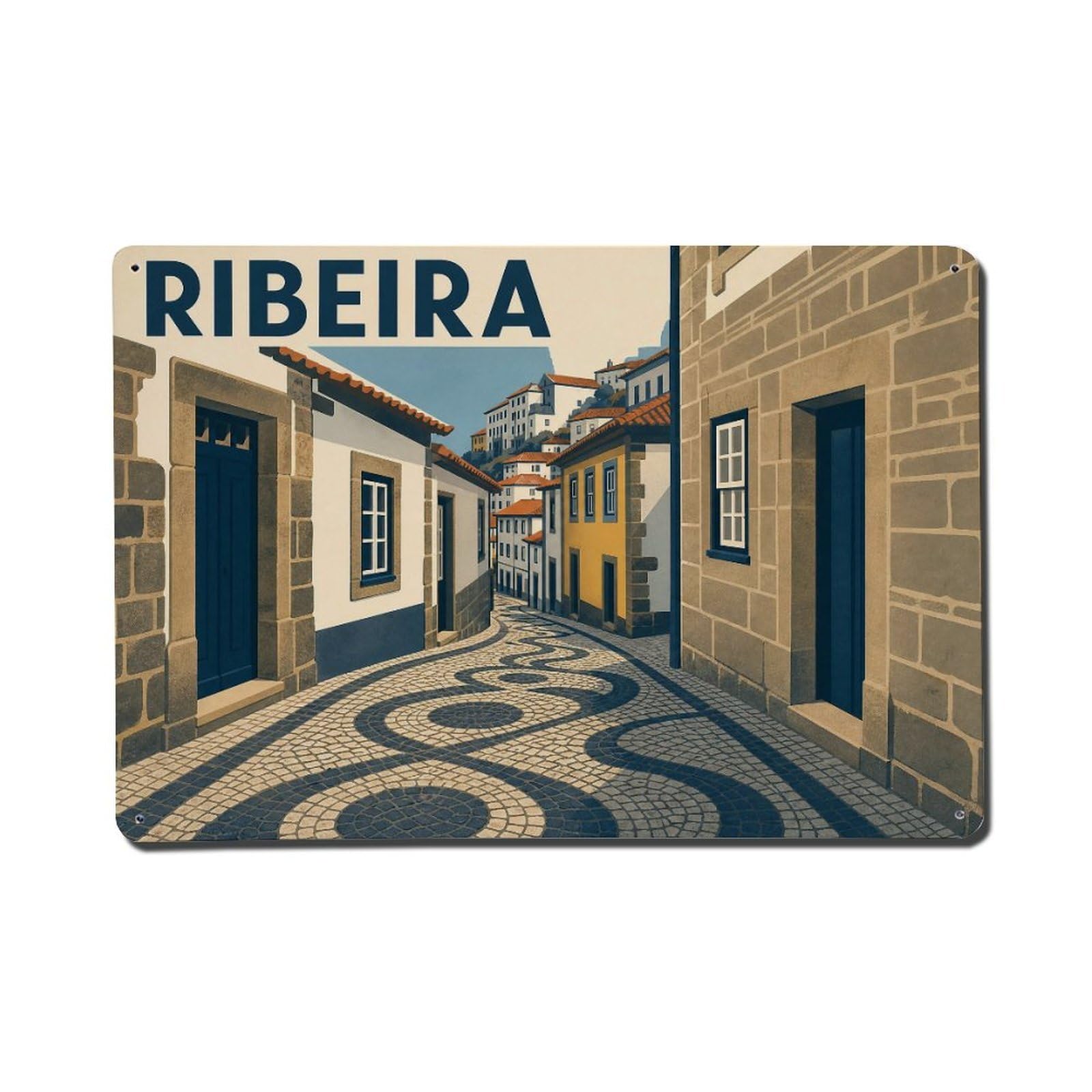 Metal Tin Sign Ribeira Vintage Travel Portugal