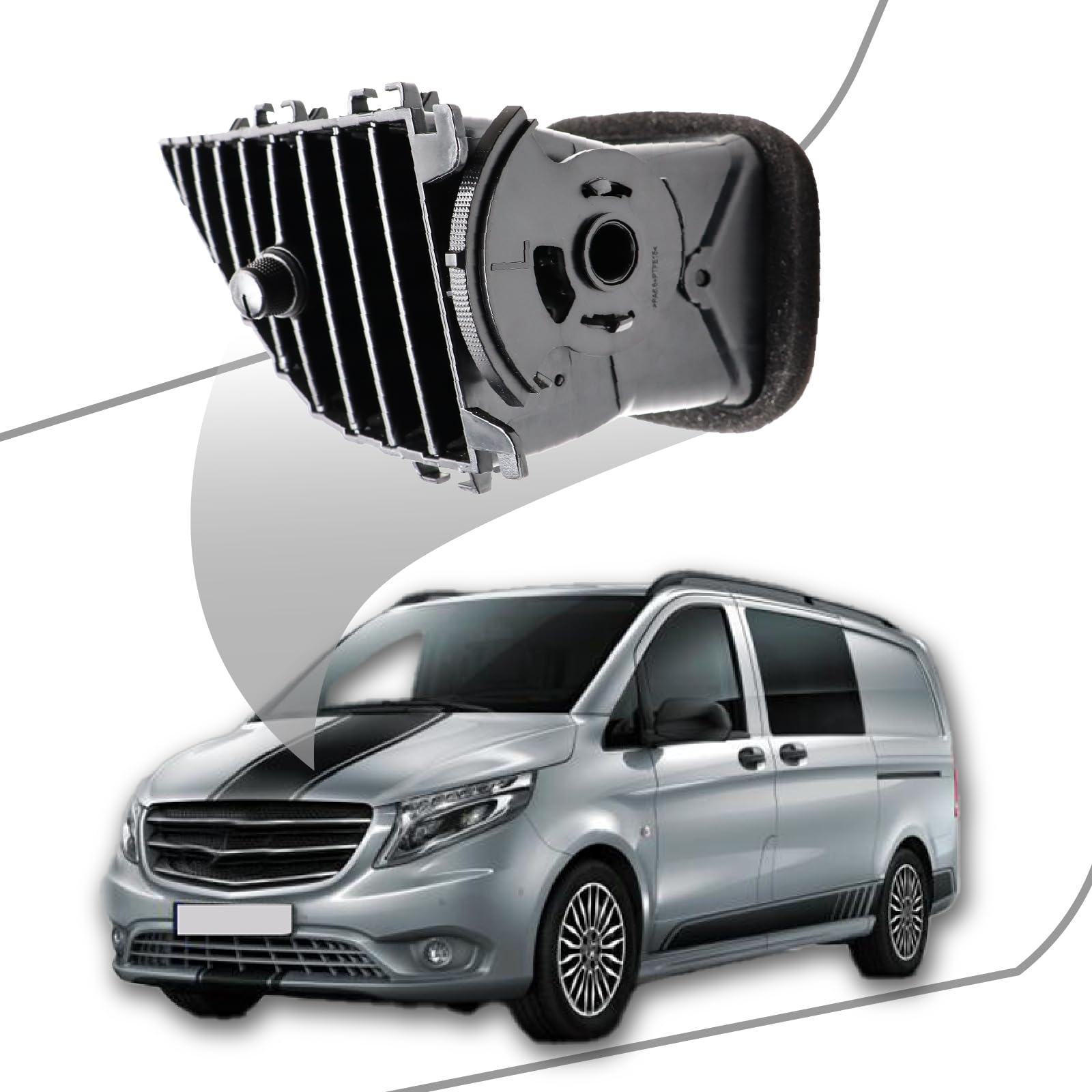 A4478300454 - Rejilla de ventilación izquierda para Vito W447, color negro