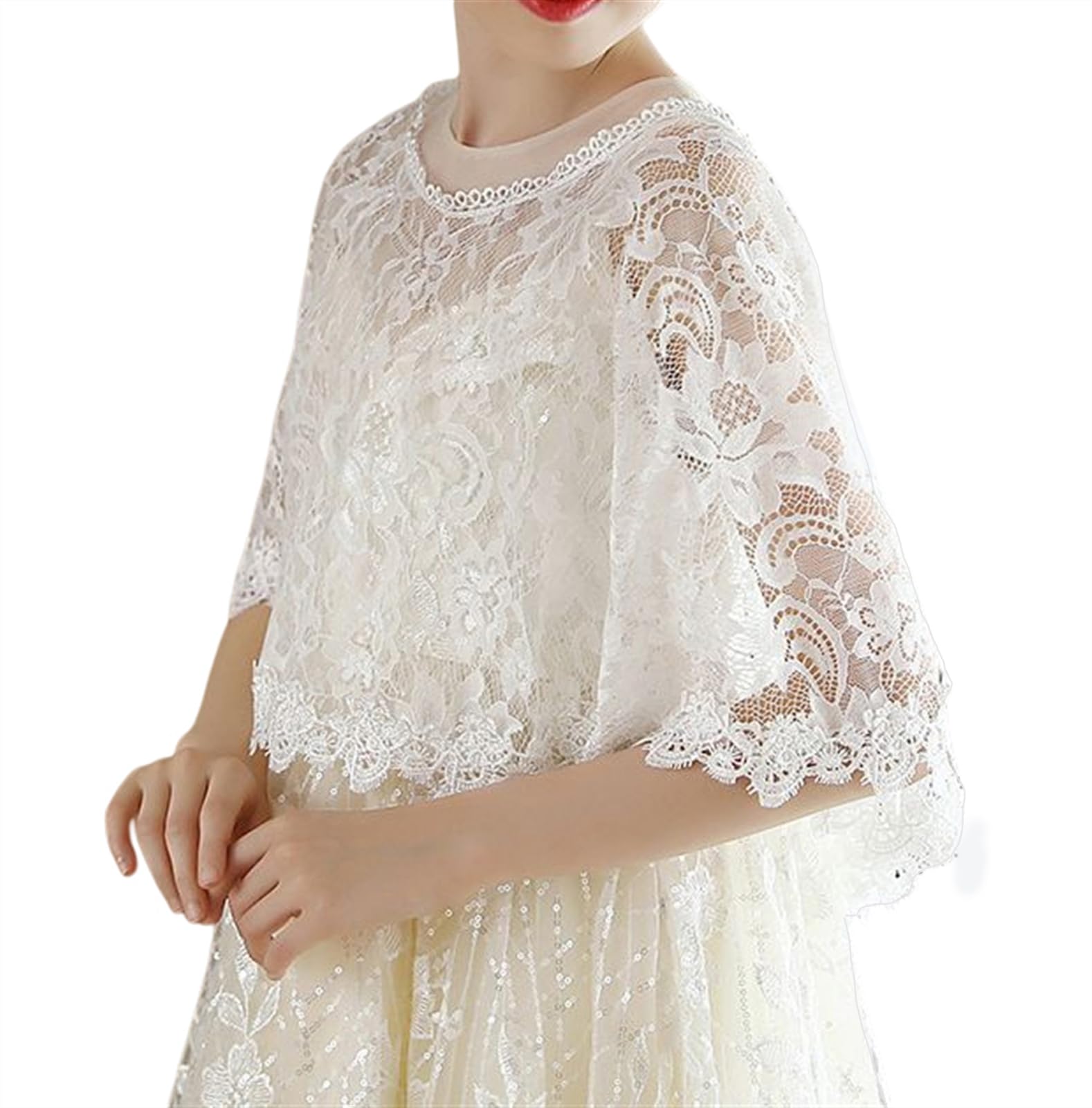 Lifup Girls Lace Flower Girl Bolero Shrugs Shawl Wrap Kids Spring Summer Dress Cover Up
