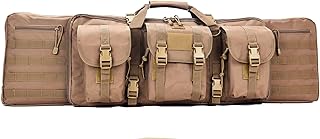 Lancer Tactical Classic Double Long Rifle Pistol Gun Bag - 42 Inch EVA Foam Tactical Firearm Transport Case with 600D Polyester, Backpack Straps, Lockable Compartment,COYOTE BROWN