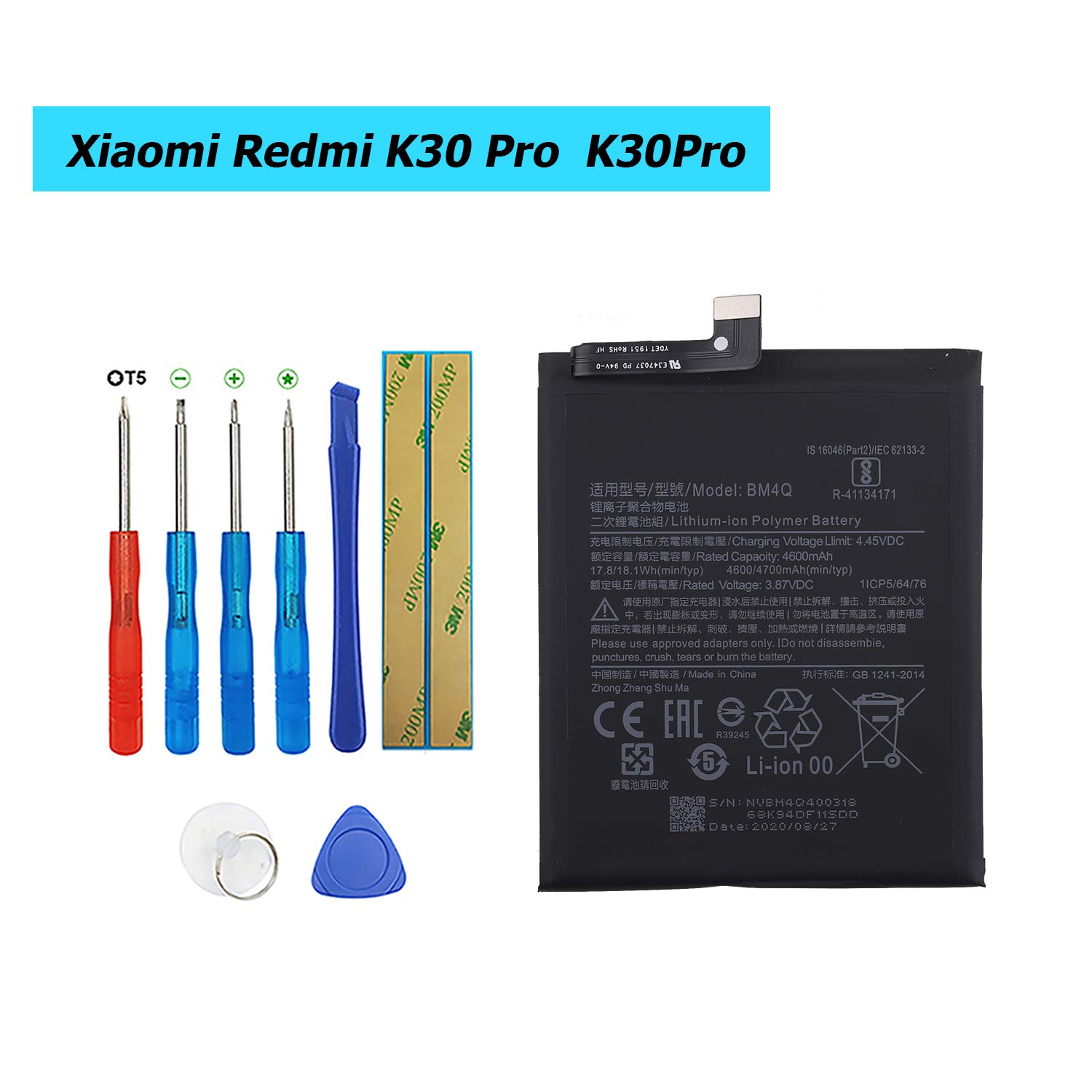 Batteria Ricaricabile Ai Polimeri Di Ioni Di Litio BM4Q Per Redmi K30 Pro 4700mAh 3.87V