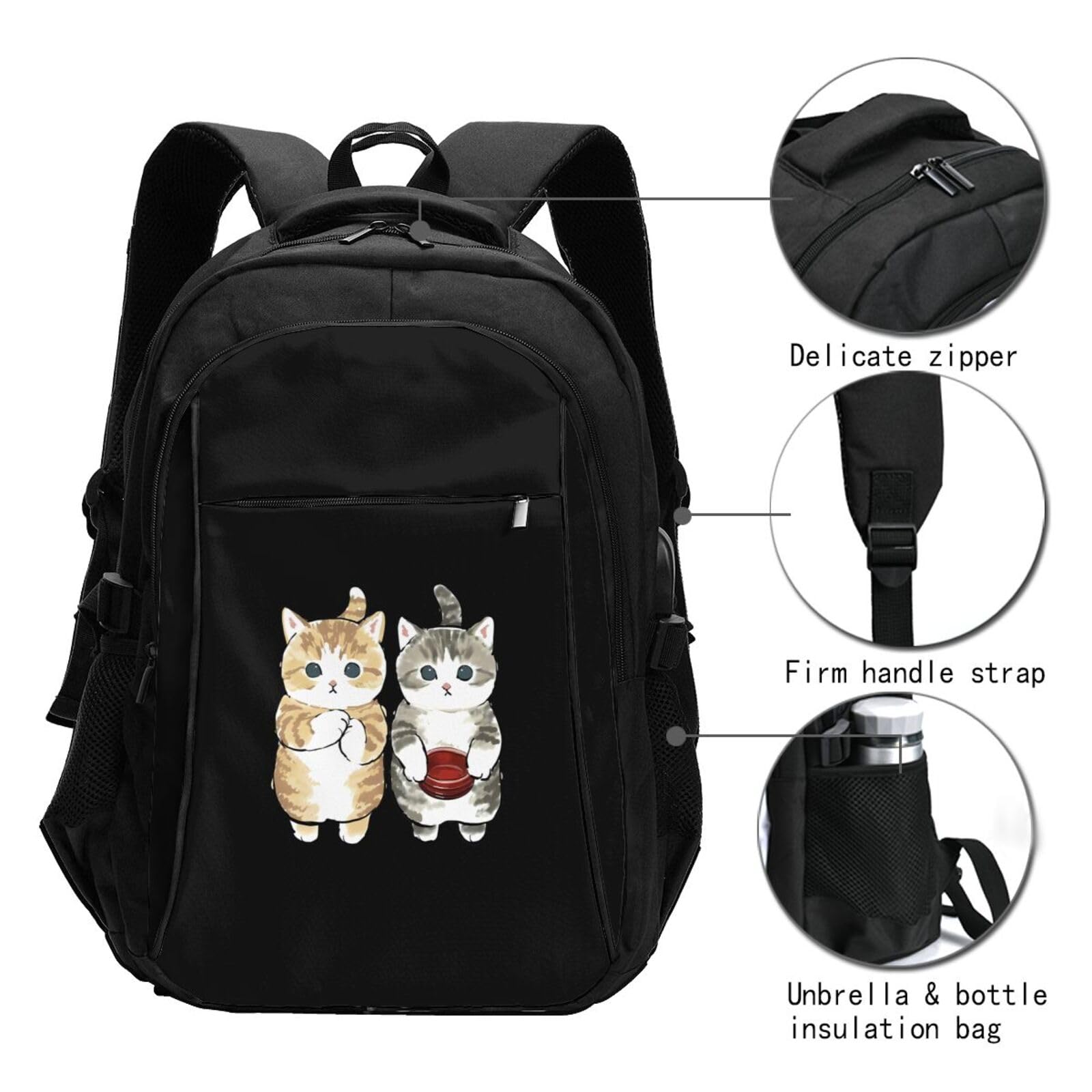 Amazon.co.jp: バックパック 萌え 猫柄 Usb充電ポート付き イヤホン 