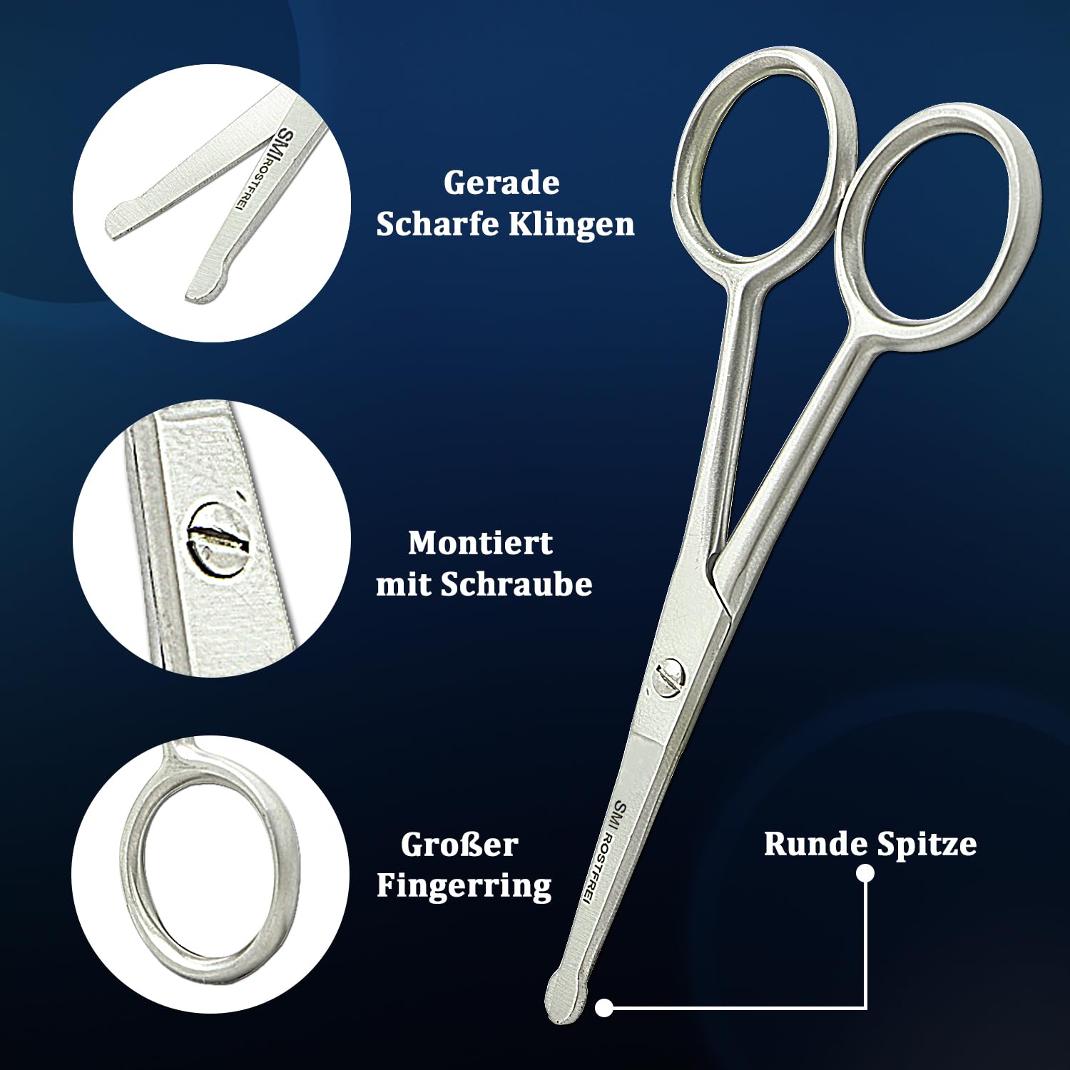 Suvorna Forbici Barba E Baffi 5" Forbice Barba Uomo Forbici Per Baffi Forbici Per Sopracciglia, Forbicine Peli Naso, Forbici Barbiere Come Taglia Peli Naso E Orecchie E Sopracciglia Barbiere Accessori - Foto 7