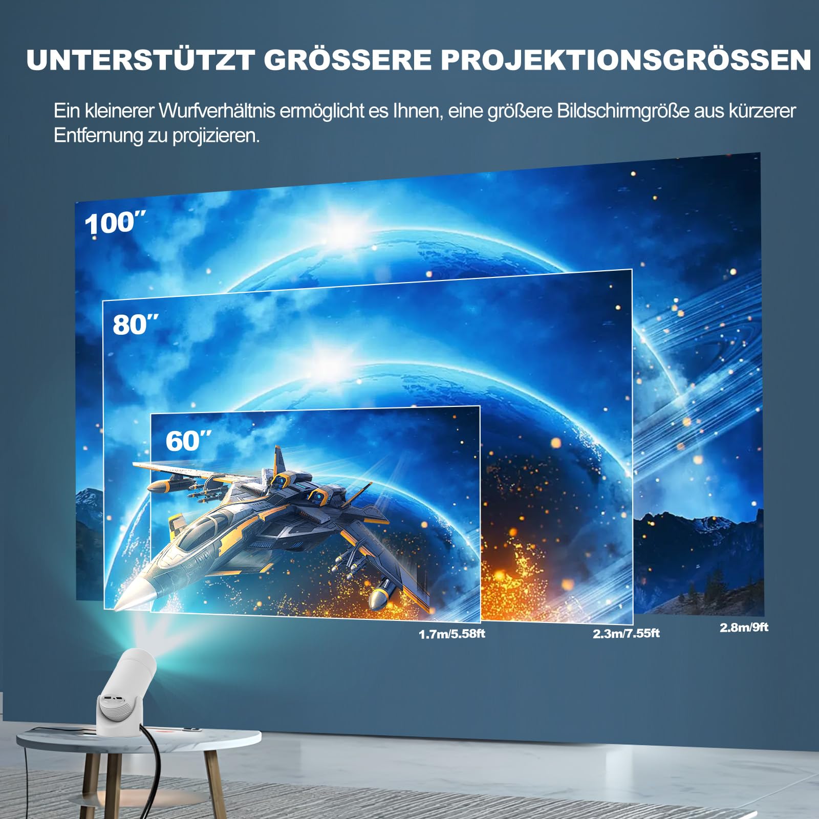 Mini proiettore con Bluetooth 5.0, proiettore portatile VenirCool P2 13000 L, supporto 4K con correzione trapezoidale elettrica WiFi6, supporto girevole a 180° per film domestici