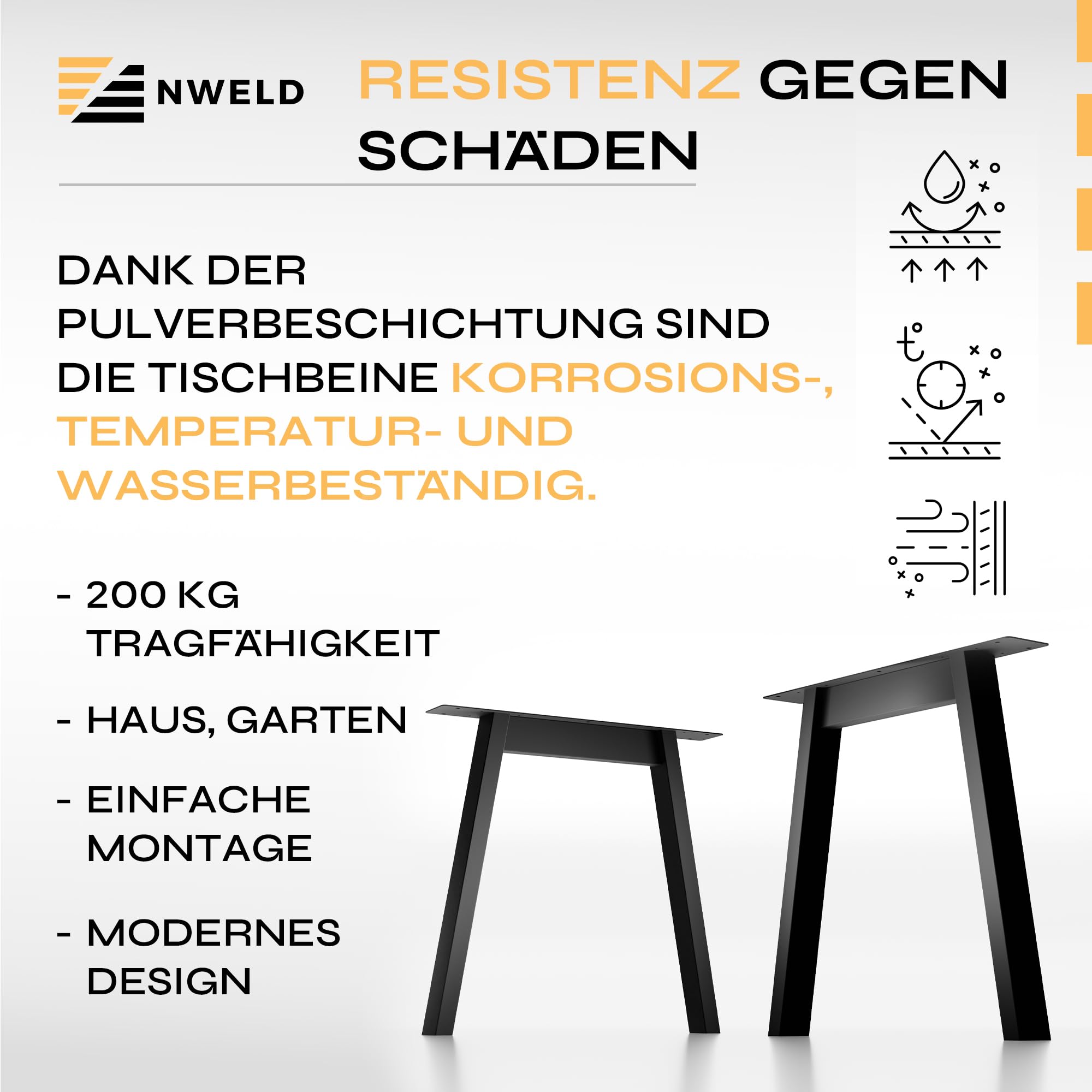 Tischfüsse Tischbeine Metall Schwarz - 2 Stück Tischfüße Tischgestell Metall 11 x 72 cm Tischkufen DIY - Tischbein Set - Tischfuß Loft, Industriestil für Couchtisch, Esstisch, Schreibtisch