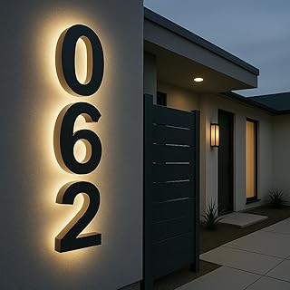 Custom Outdoor LED House Numbers – Weatherproof 304 Stainless Steel Back...
