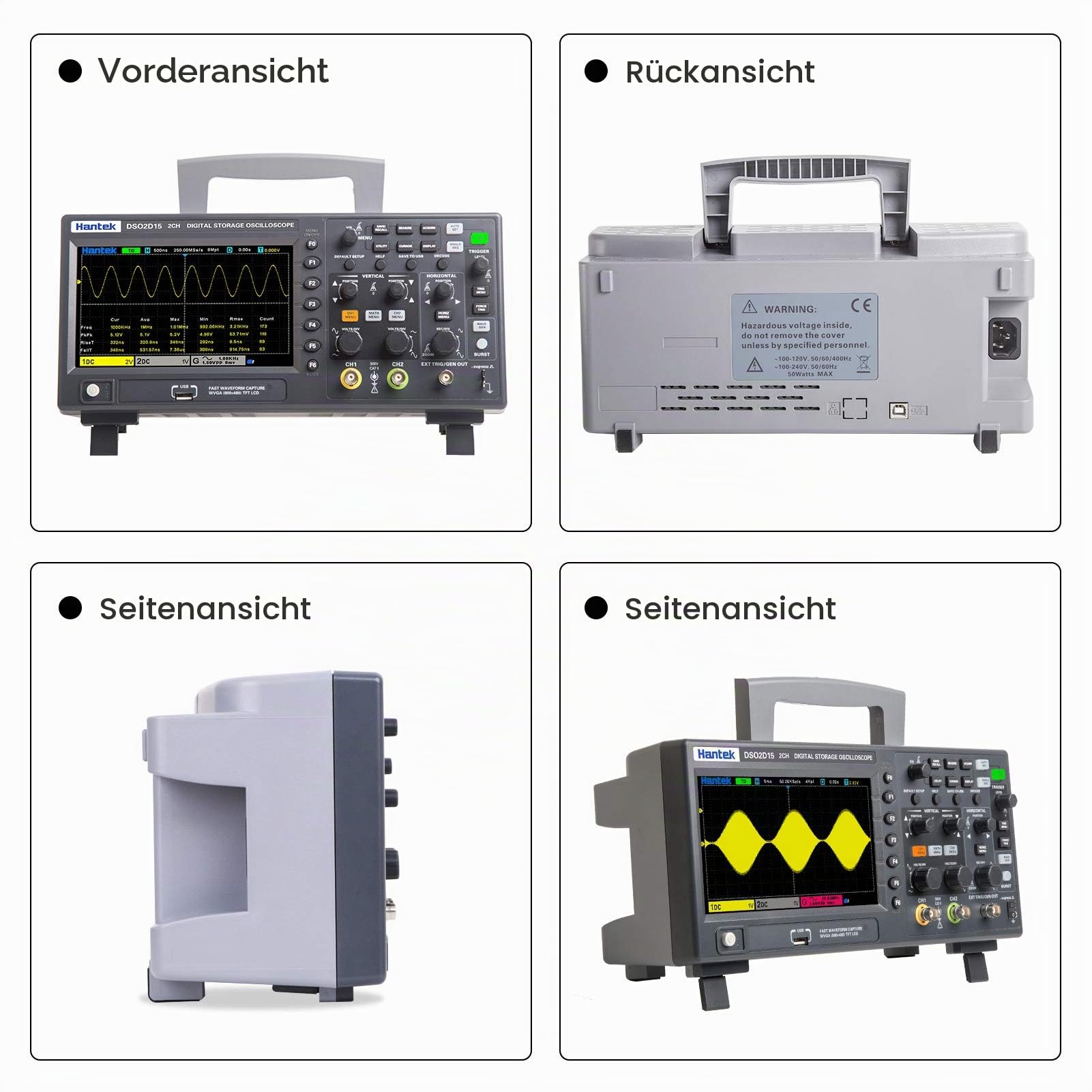 Hantek DSO2D15 Digital Oszilloskop 2CH 1GSa / S. Lager Oszilloskop 150 MHz Bandbreite Handheld