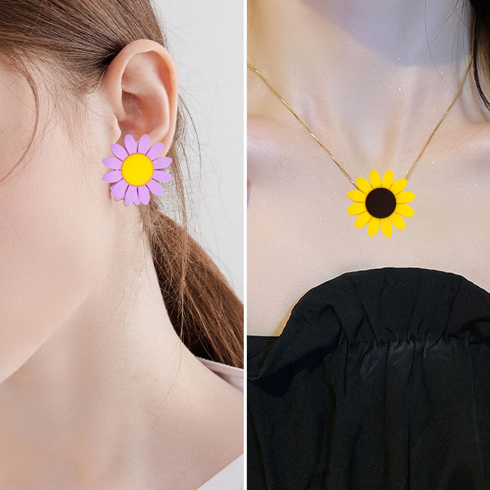 Perline in silicone a forma di girasole, perline a forma di girasole da 20/30 mm, perline a forma di margherita, perline focali - Italia