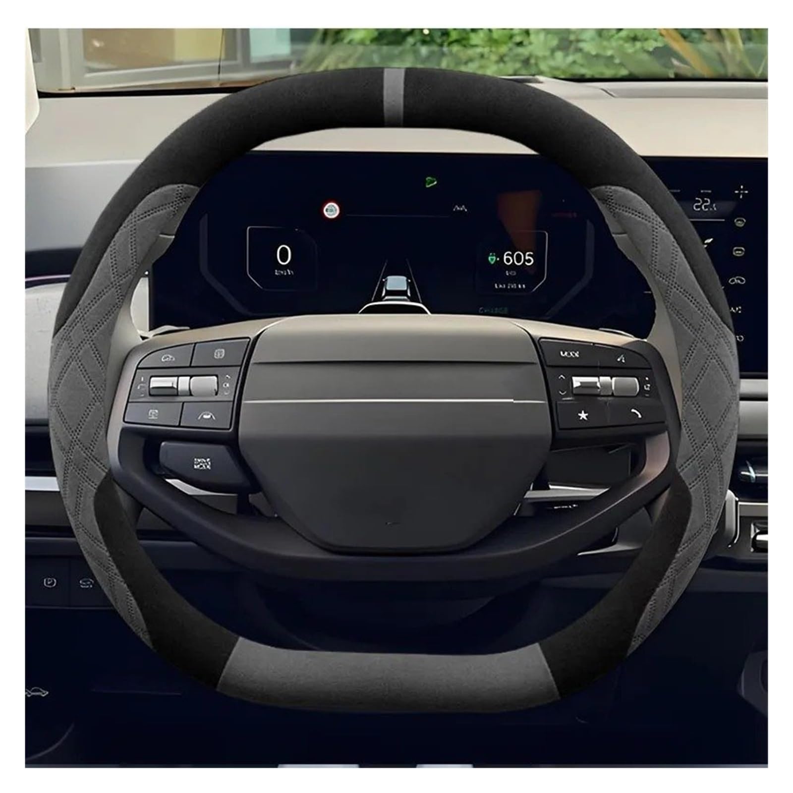 Auto Lenkrad Bezug Für Kia Für Sportage 2026 Wildleder Leder Auto Lenkrad Abdeckung Zubehör(Brown C)