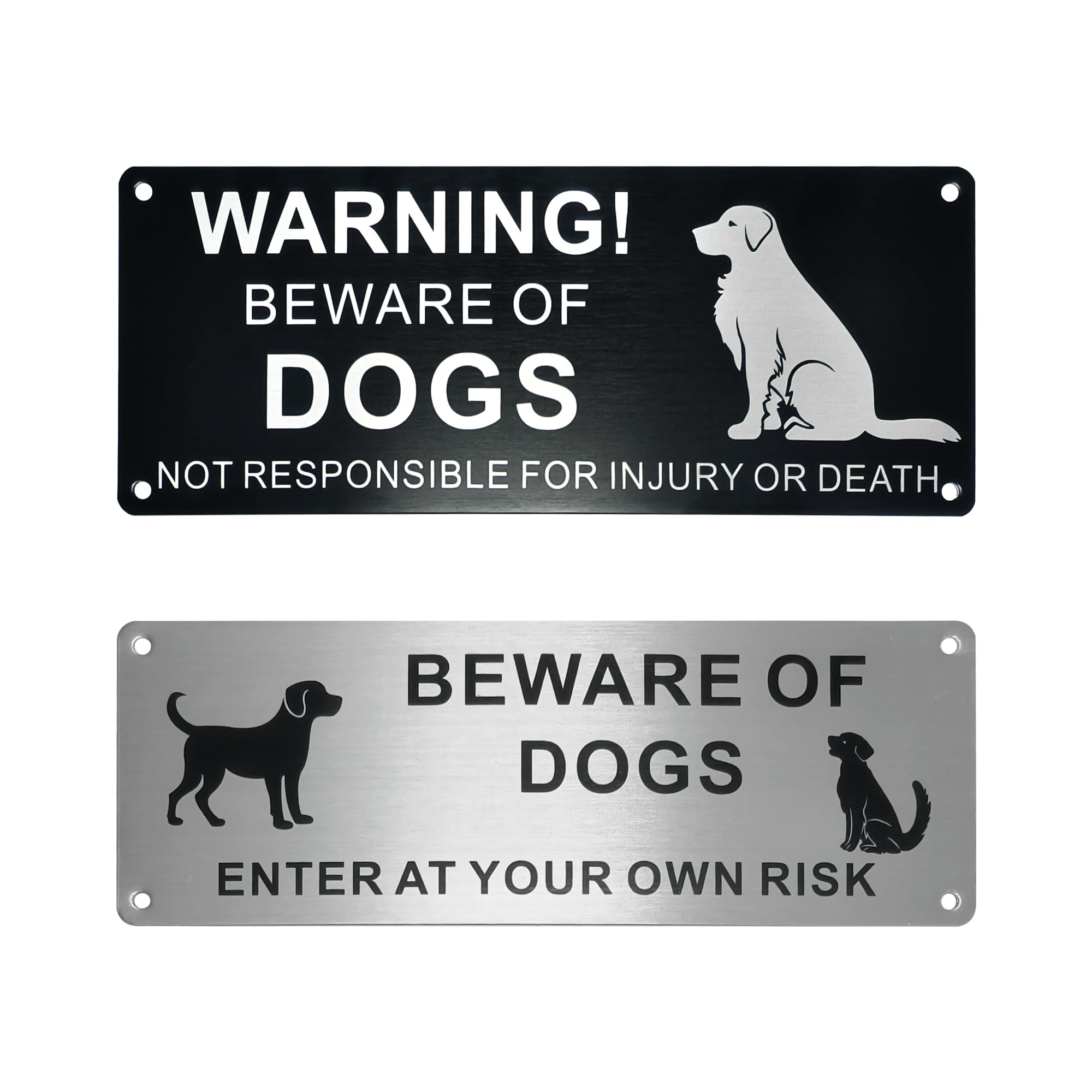 2PCS Beware Of The Dog Sign Aluminium Warning Signs