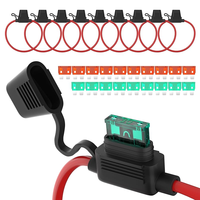 Porta-fusível automotivo em linha DAIERTEK F114-C 12 AWG 12 V à prova d’água para fusível ATO/ATC – Kit com 10 unidades