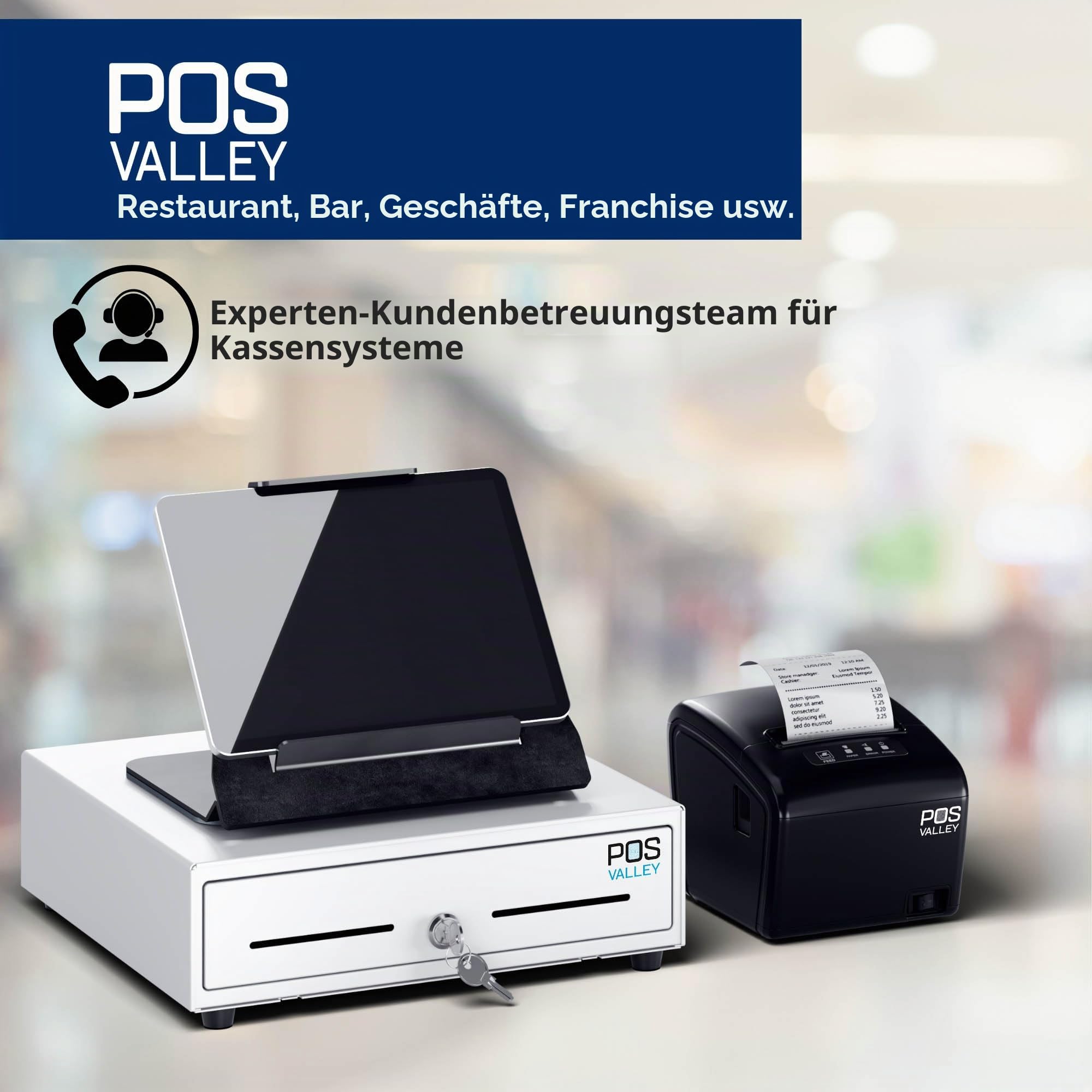 Mini-Registrierkassenschublade RJ11 automatische Öffnung Schlüssel 33 x 33 cm weiß