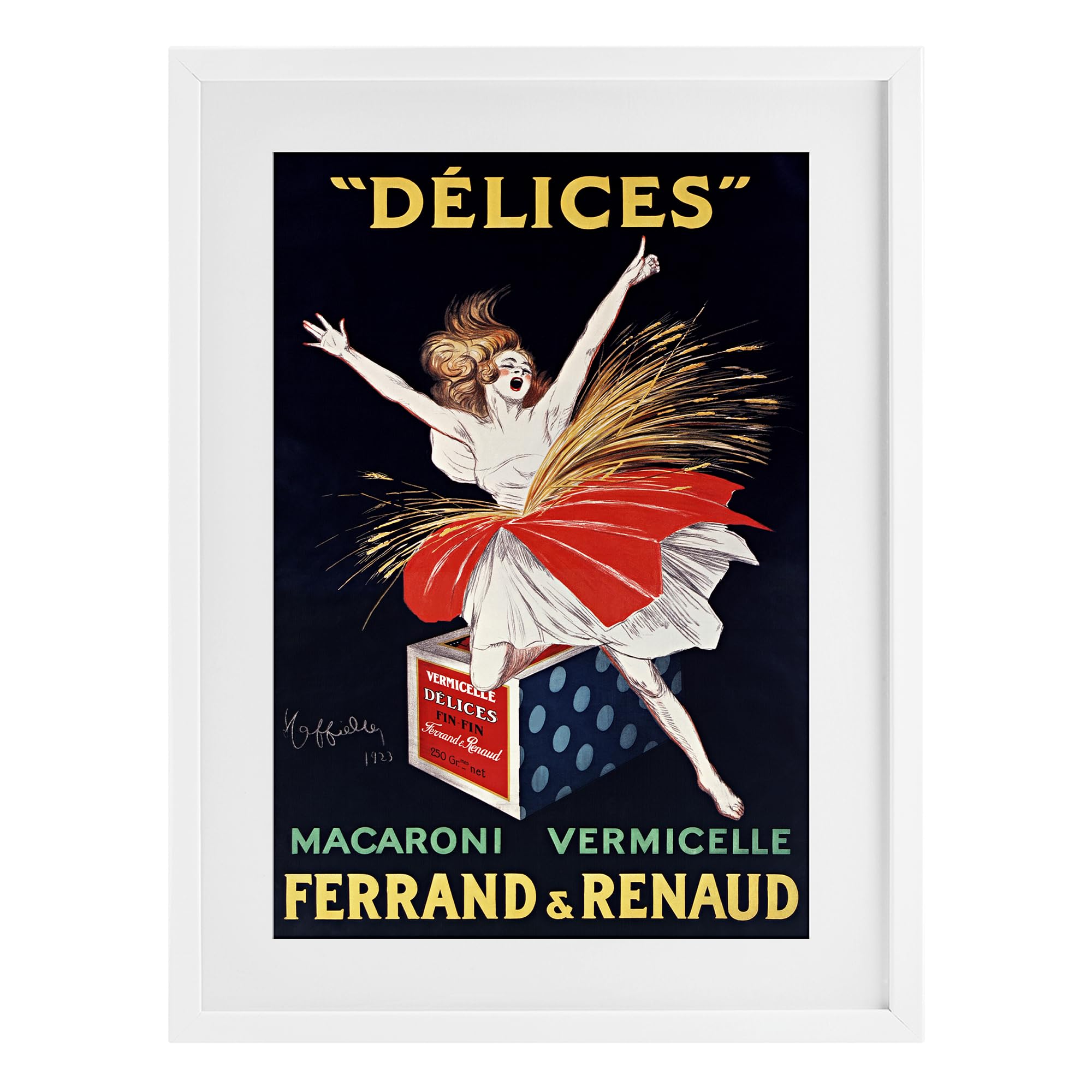 Stupell Industries Coastal White (Textured) 'Vintage Dancer Food Advertisement'| Framed Print Under Glass