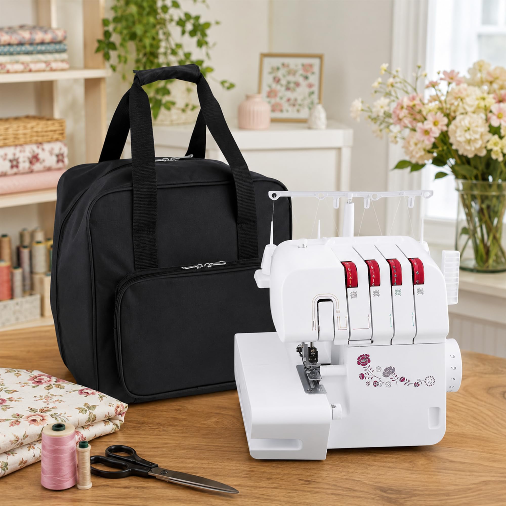 Hobby Gift Sac pour Machine à surjeteuse – Sac de Transport rembourré en Polyester – Poches pour Rangement d'accessoires supplémentaires (h/l/h) 39 x 32 x 36 cm, Noir, Noir, (d/w/h) 39 x 32 x 36cm.,