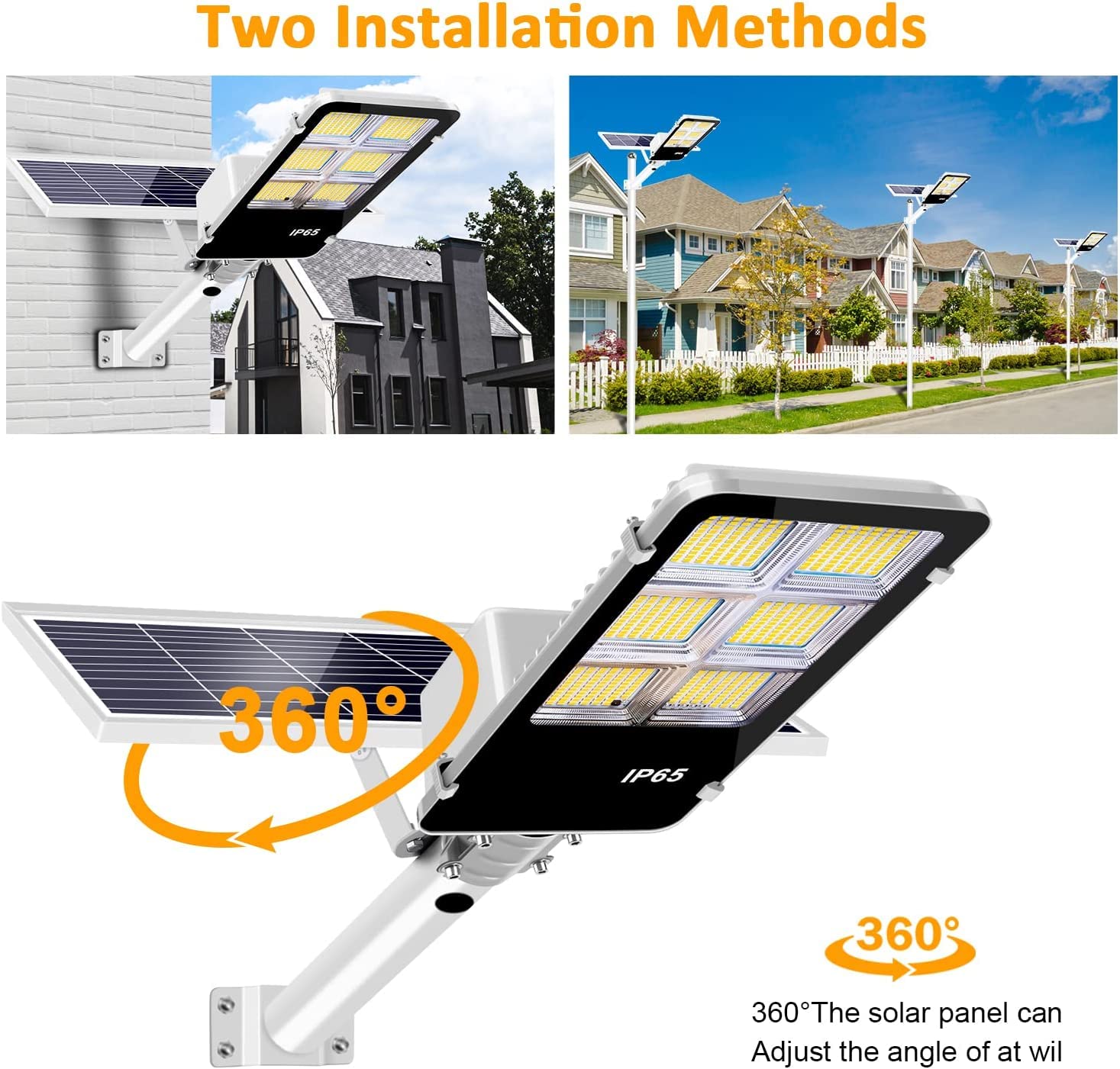 Generico Lampione Solare esterno 400W con Pannello fotovoltaico, LED 6500K Bianco Freddo, con 40000mAh