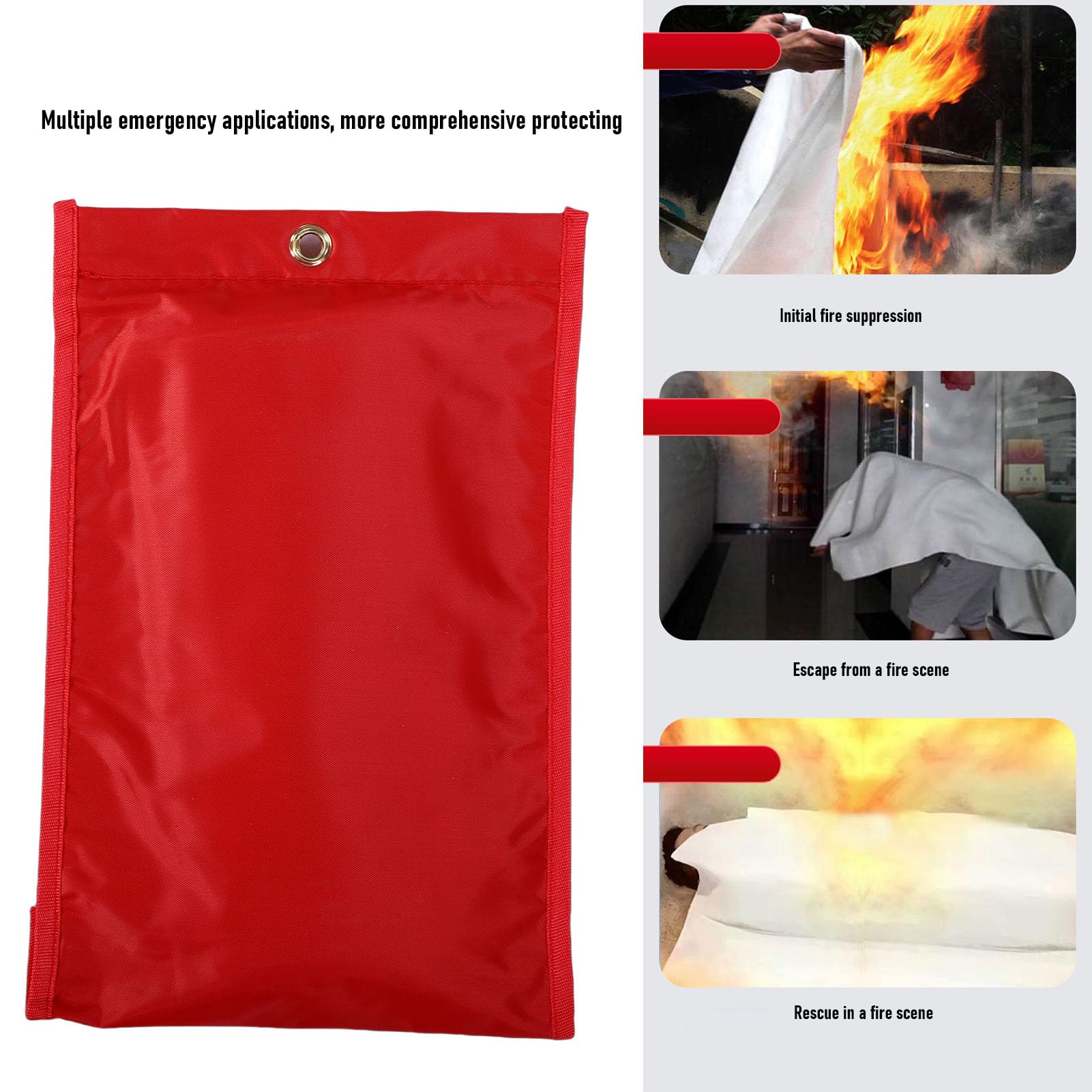 Paquete de 8 Mantas Ignífugas de Fibra de Vidrio, Mantas Ignífugas de Emergencia, 1 M X 1 M, Diseño de Extracción Rápida, Aislamiento Térmico de 1076 °F para el Hogar, Cocina, Parrilla,